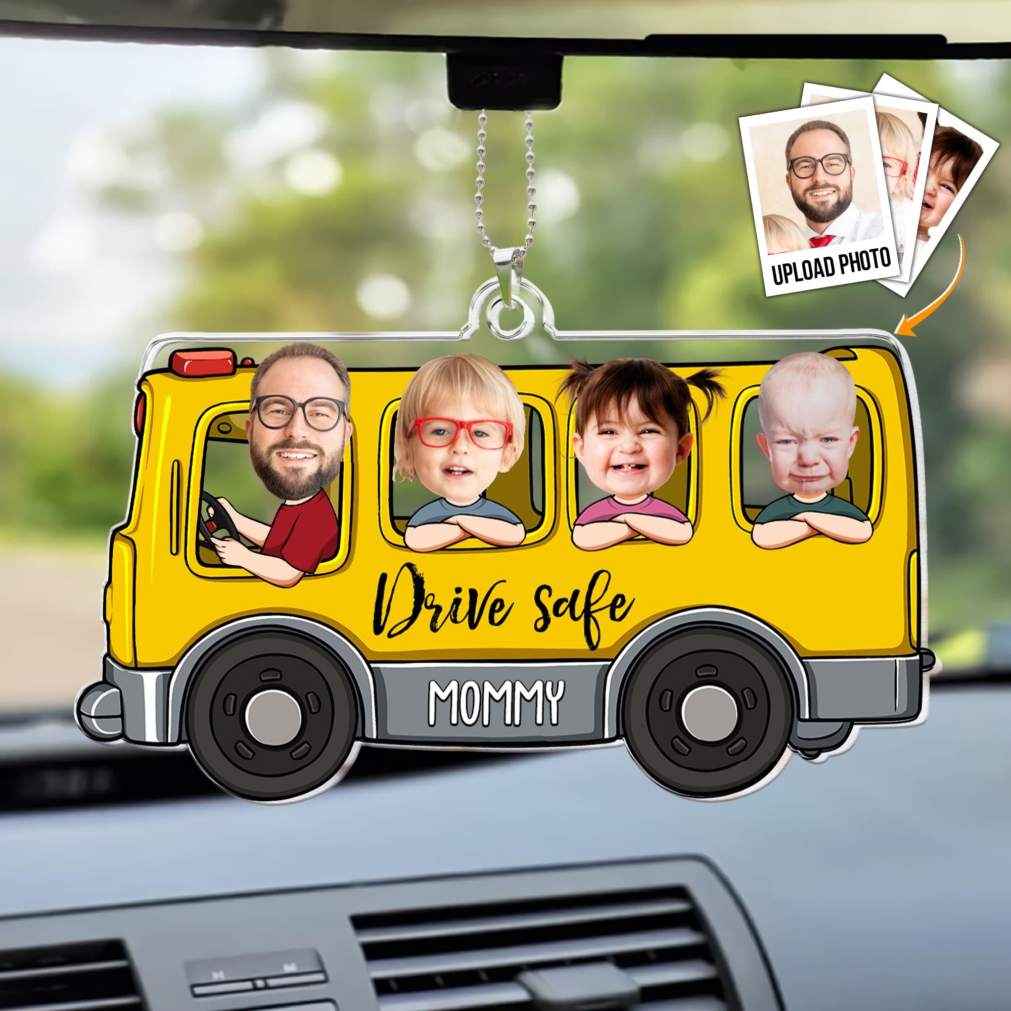 Drive Safe Mommy - Personalized Photo Rear View Mirror Accessory