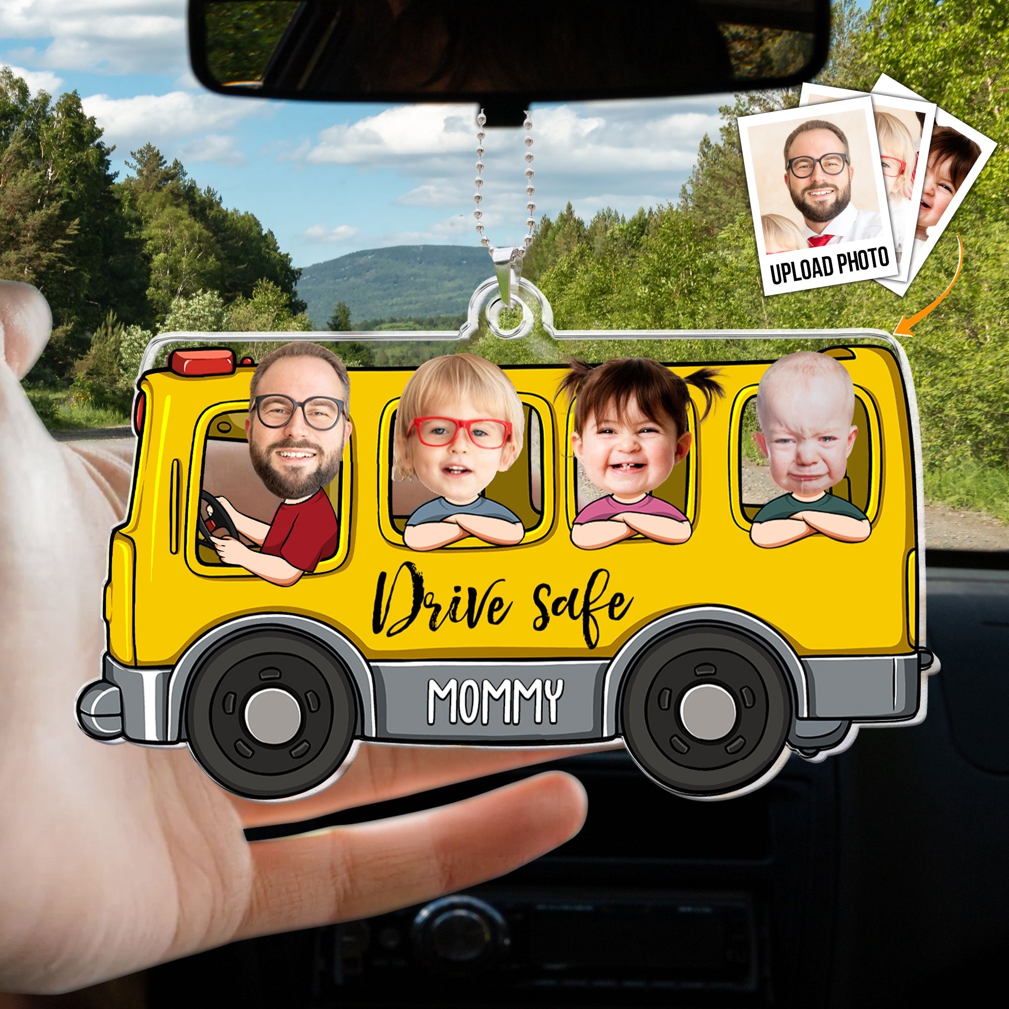 Drive Safe Mommy - Personalized Photo Rear View Mirror Accessory