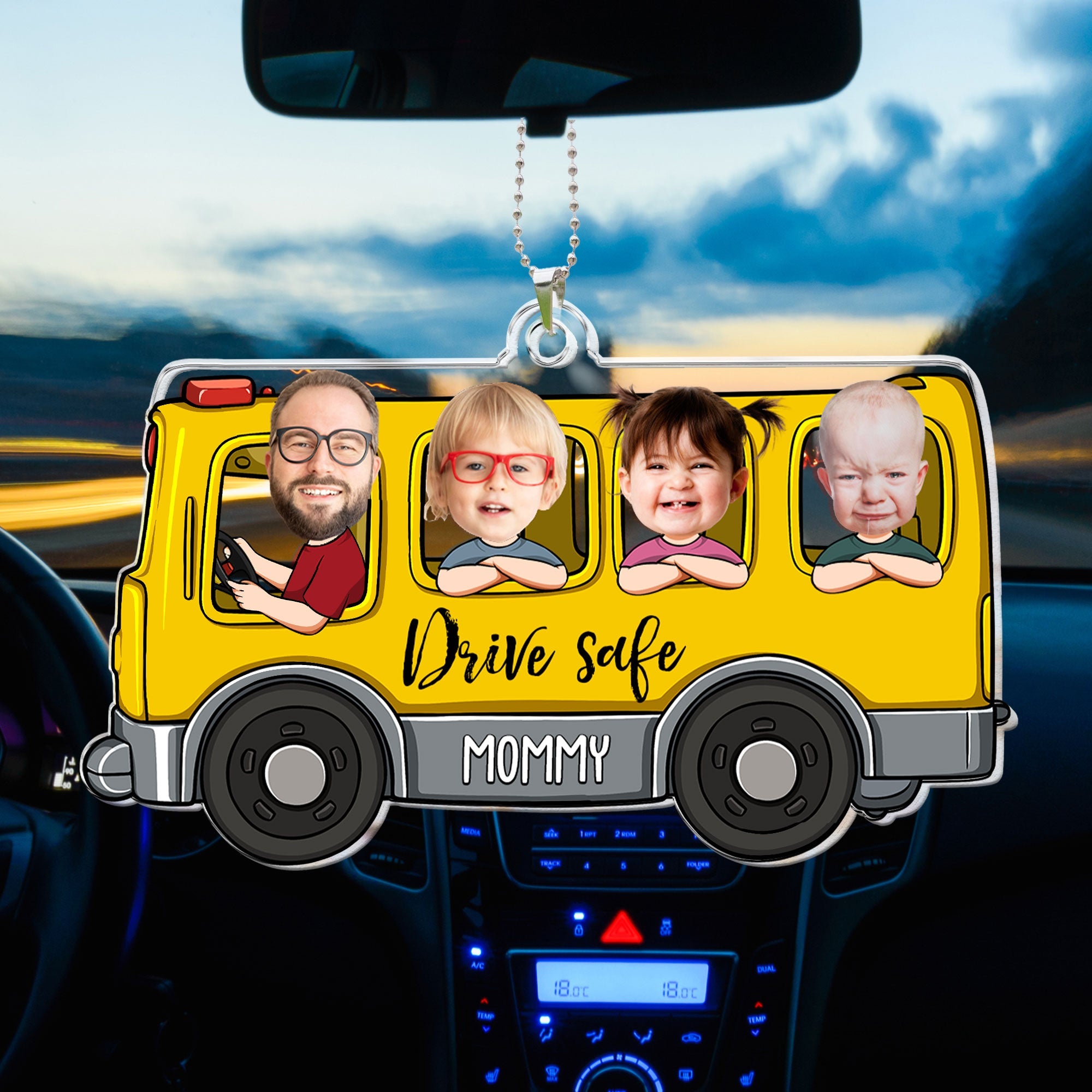 Drive Safe Mommy - Personalized Photo Rear View Mirror Accessory