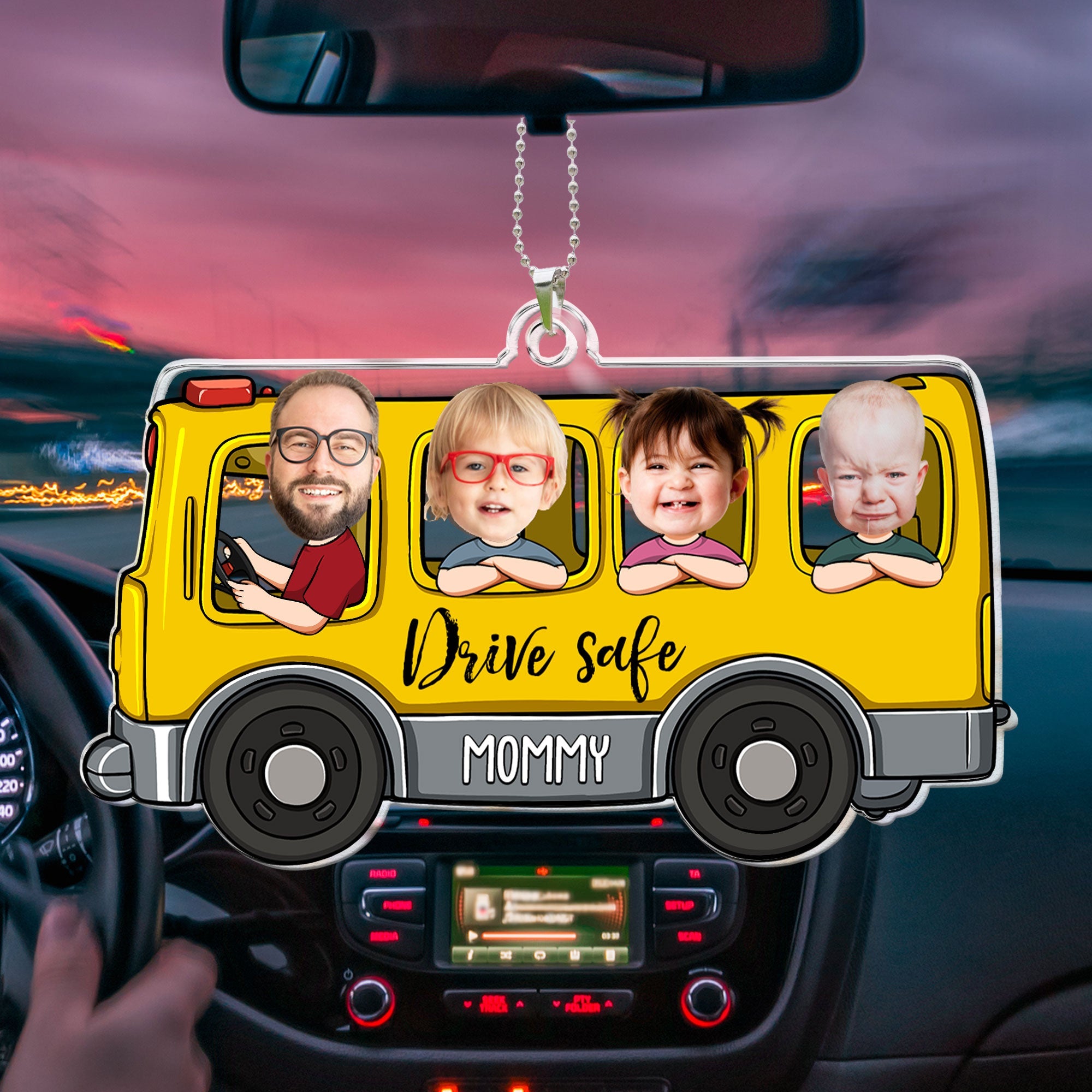 Drive Safe Mommy - Personalized Photo Rear View Mirror Accessory