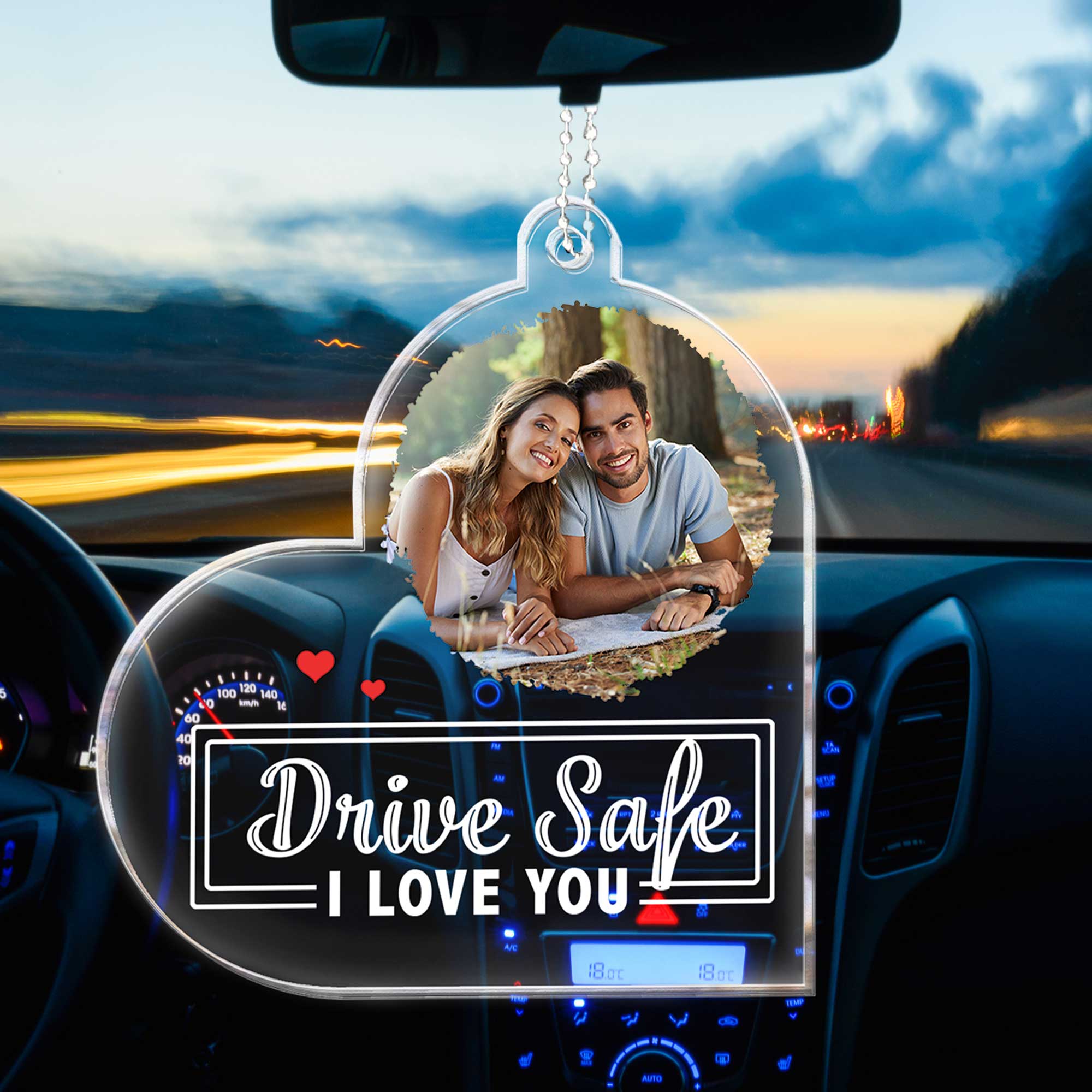 Drive Safe, I Love You - Personalized Photo Rear View Mirror Accessory