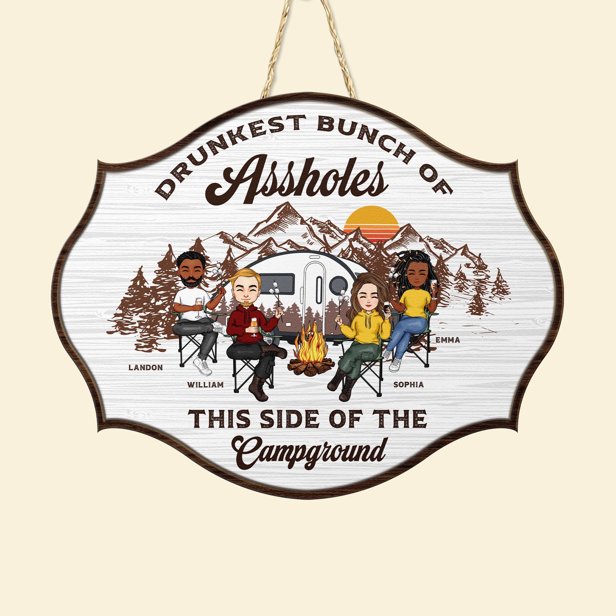 Drunkest Bunch Of Assholes - Personalized Custom Shaped Wood Sign