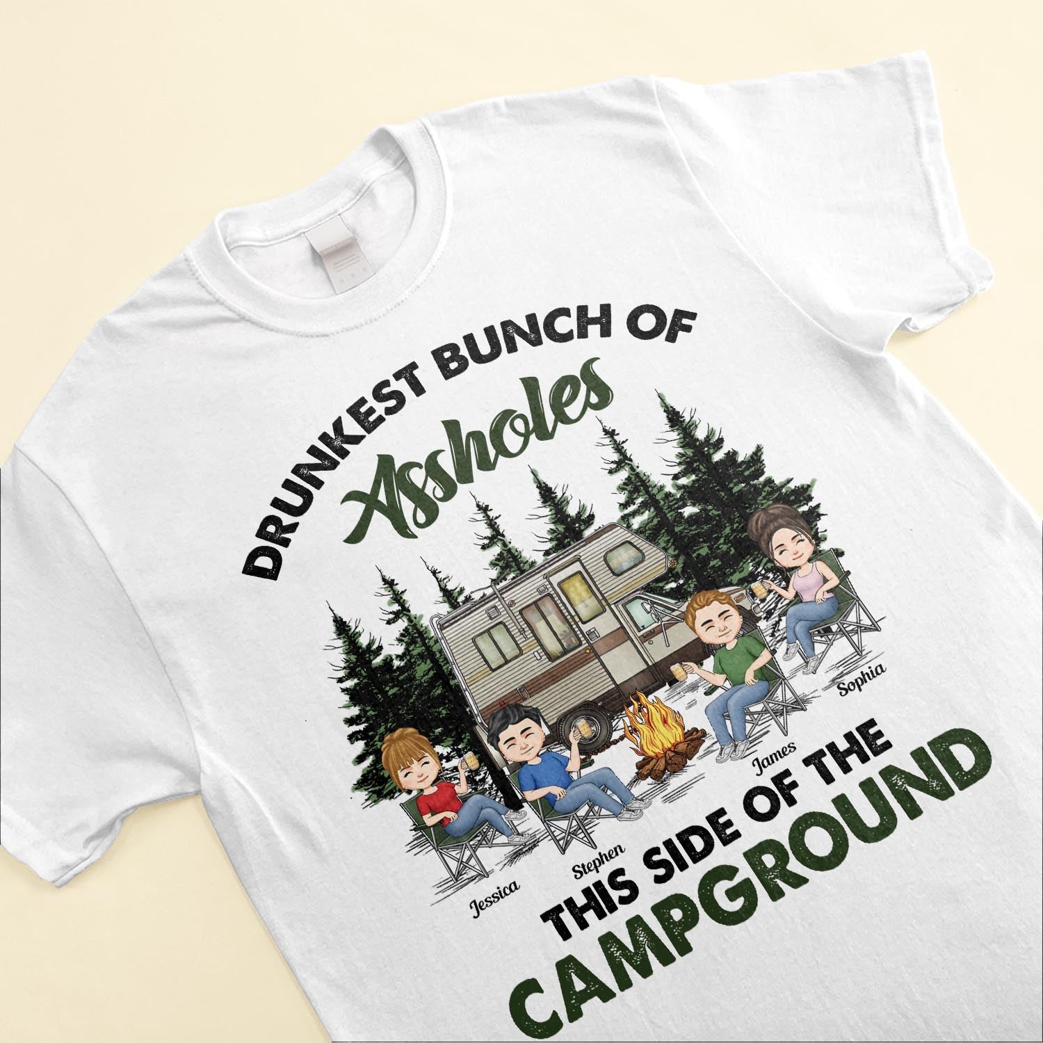 Drunkest Bunch Of Assholes - Personalized Shirt - Birthday, Funny  Gift For Camping Friends