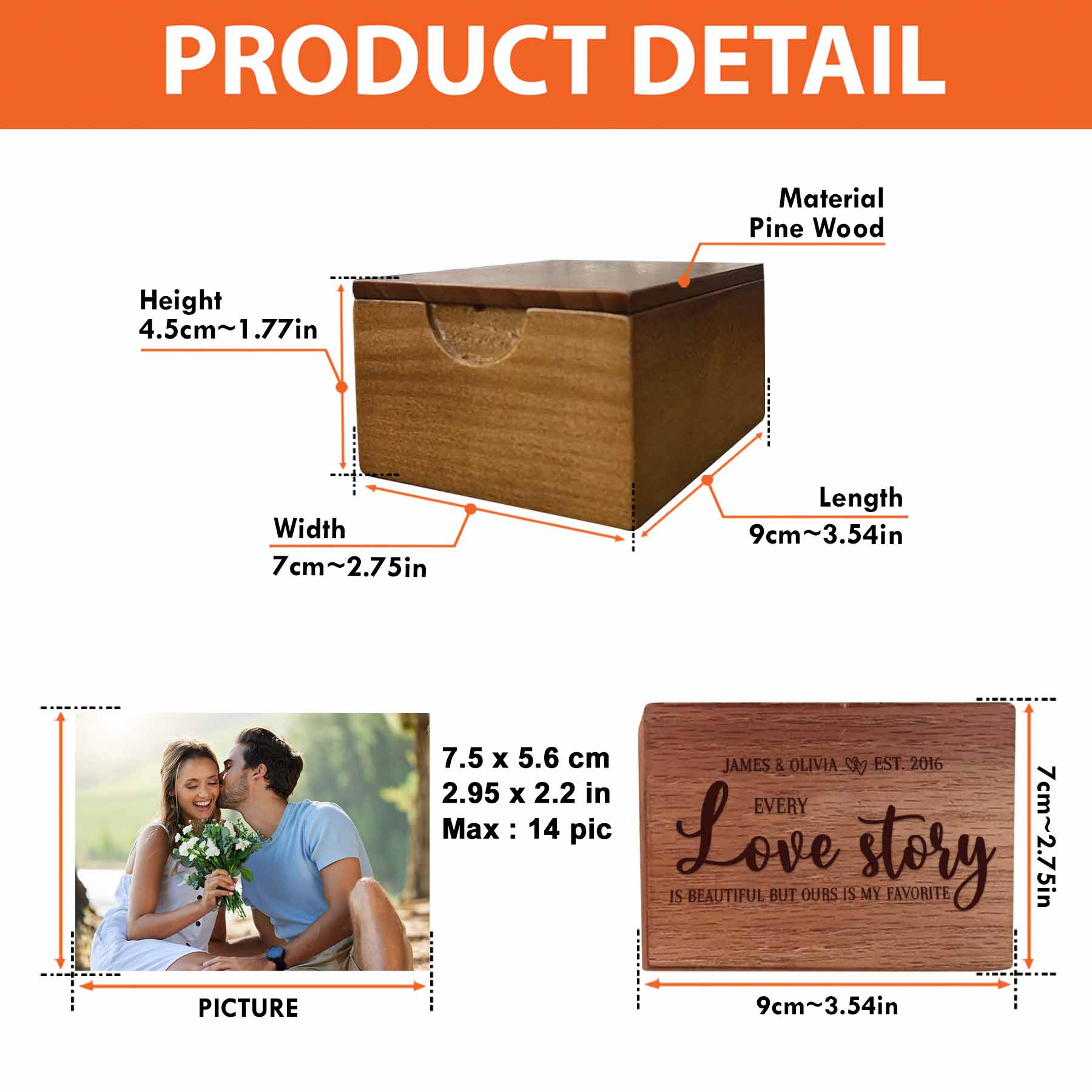 Every Love Story Is Beautiful  - Personalized Wooden Photo Box