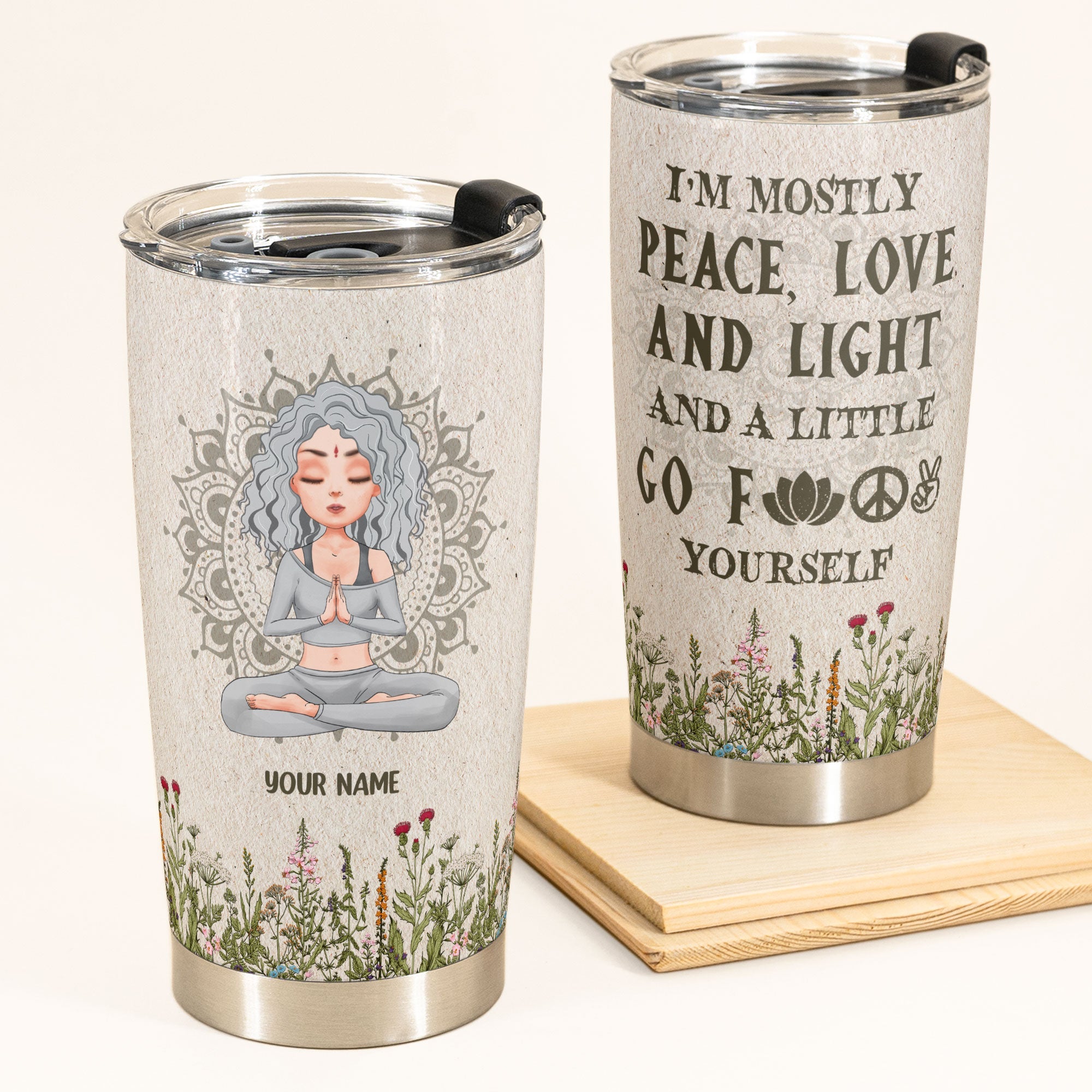 Everything Nice - Personalized Tumbler Cup - Gift For Yoga Lover - Yoga Girl Illustration