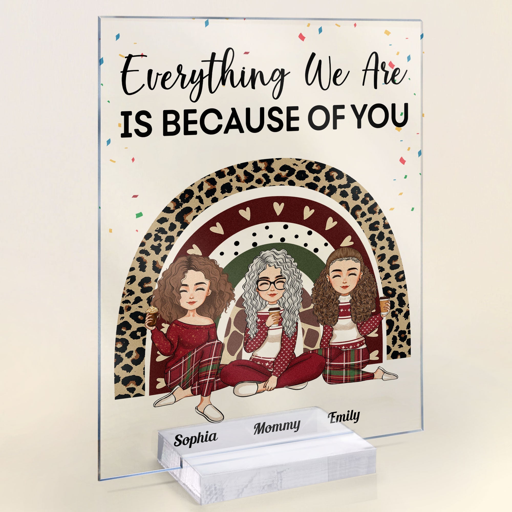 Everything We Are Is Because Of You  - Personalized Acrylic Plaque - Christmas, New Year, Loving Gift For Mother, Daughters