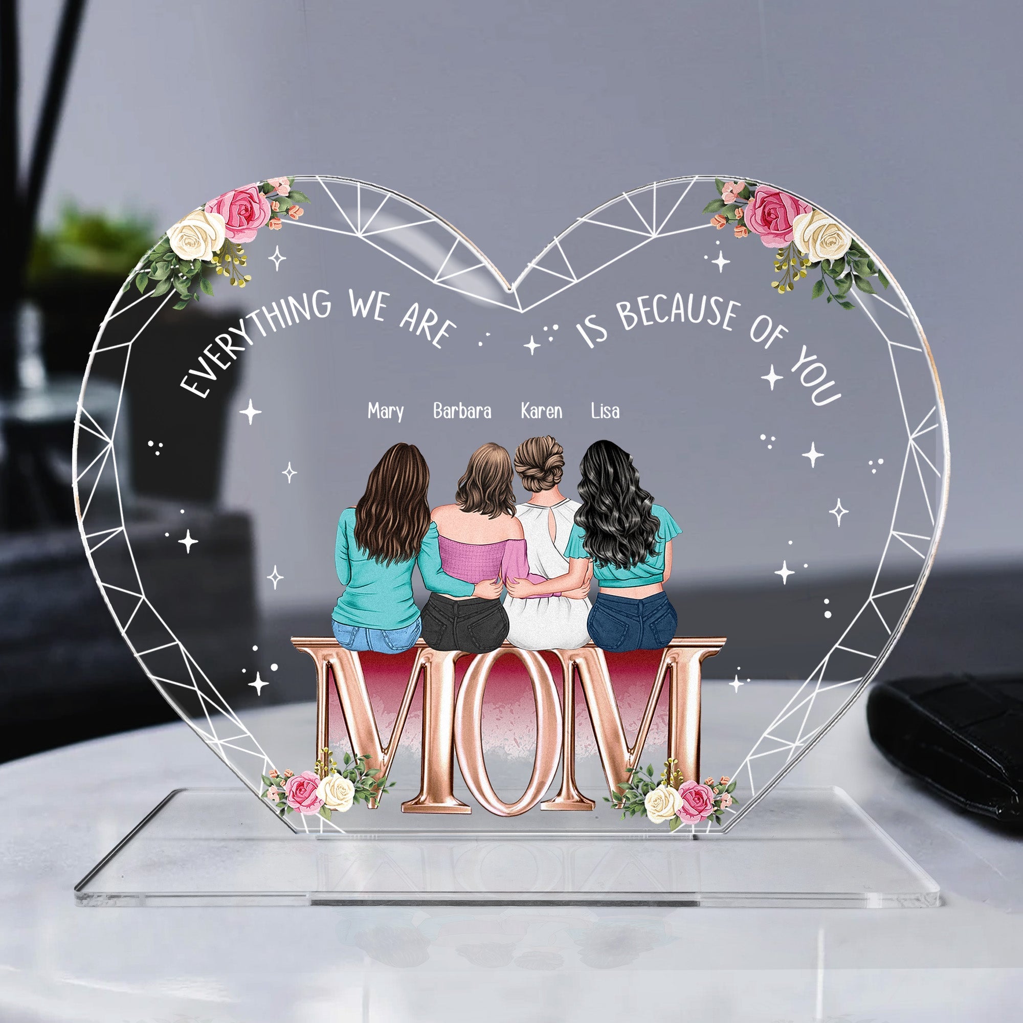 Everything We Are Is Because Of You Heart-shaped - Personalized Acrylic Plaque