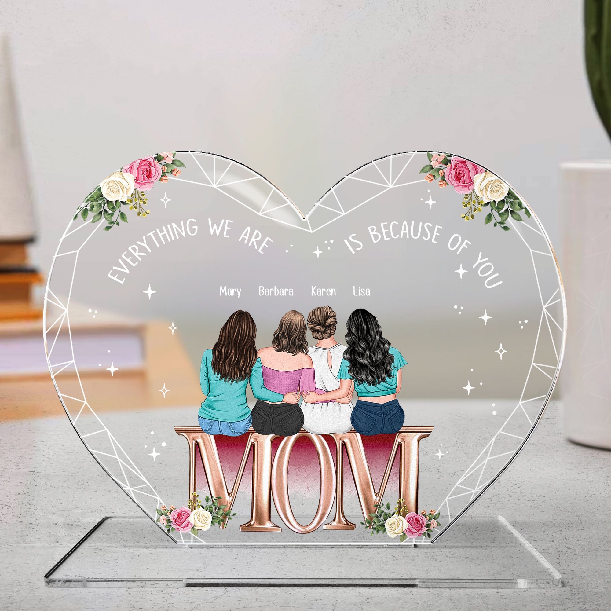 Everything We Are Is Because Of You Heart-shaped - Personalized Acrylic Plaque