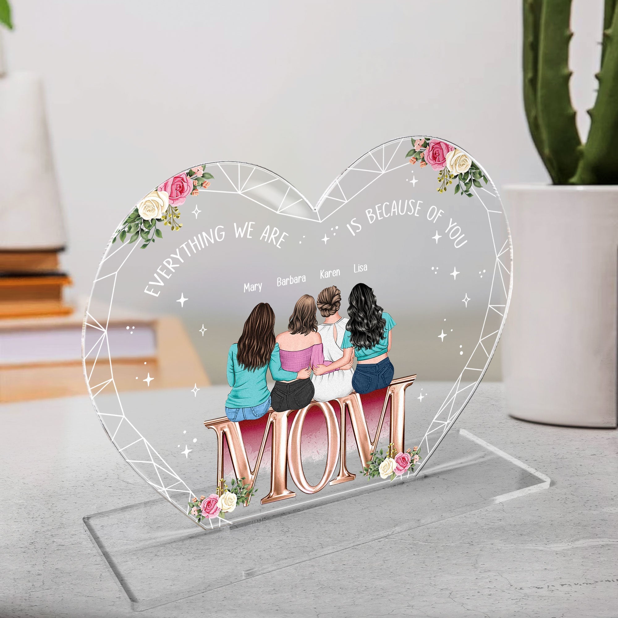 Everything We Are Is Because Of You Heart-shaped - Personalized Acrylic Plaque