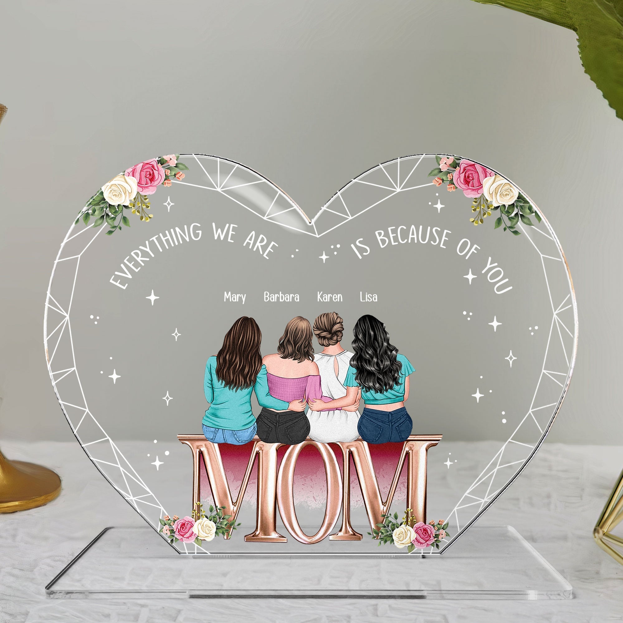 Everything We Are Is Because Of You Heart-shaped - Personalized Acrylic Plaque