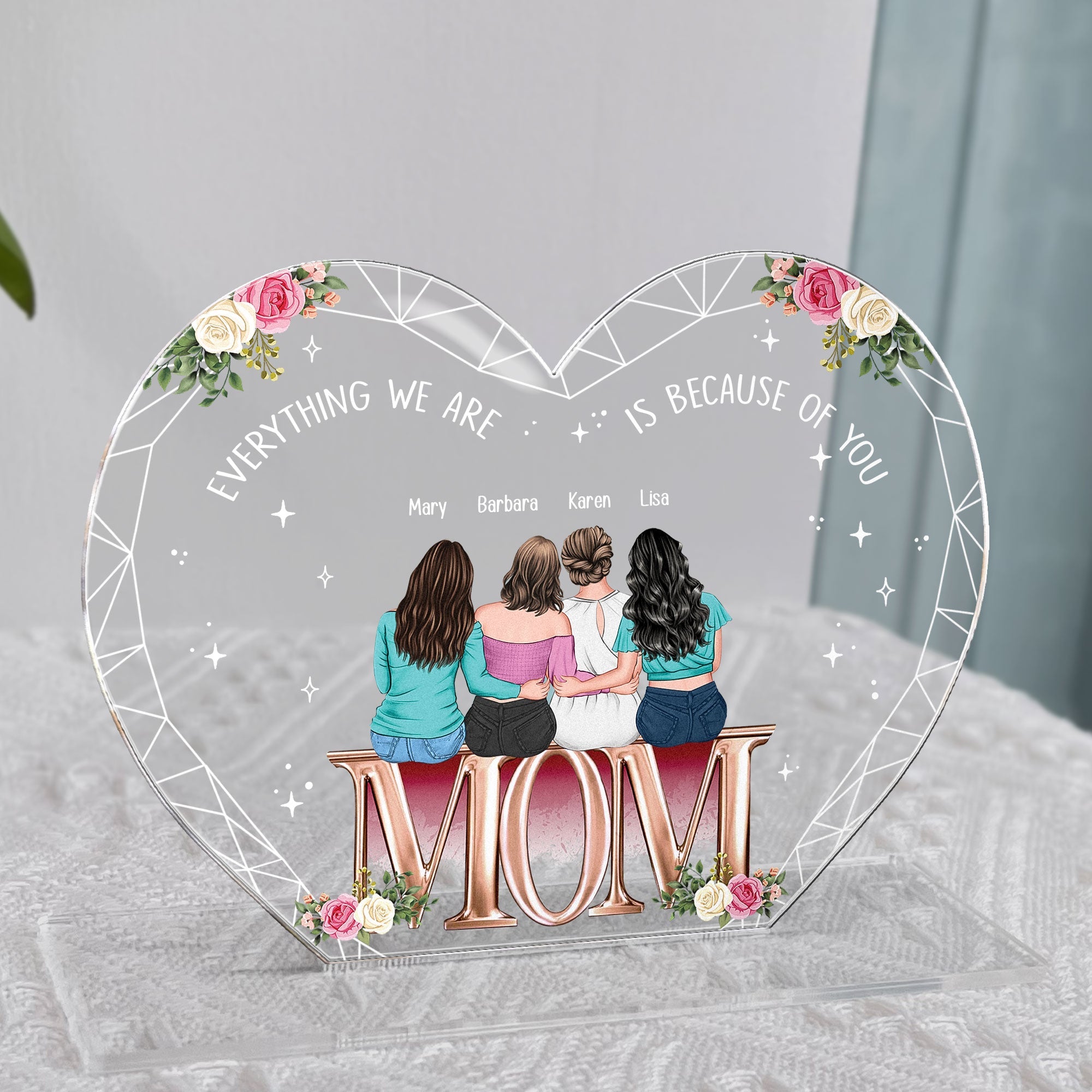 Everything We Are Is Because Of You Heart-shaped - Personalized Acrylic Plaque