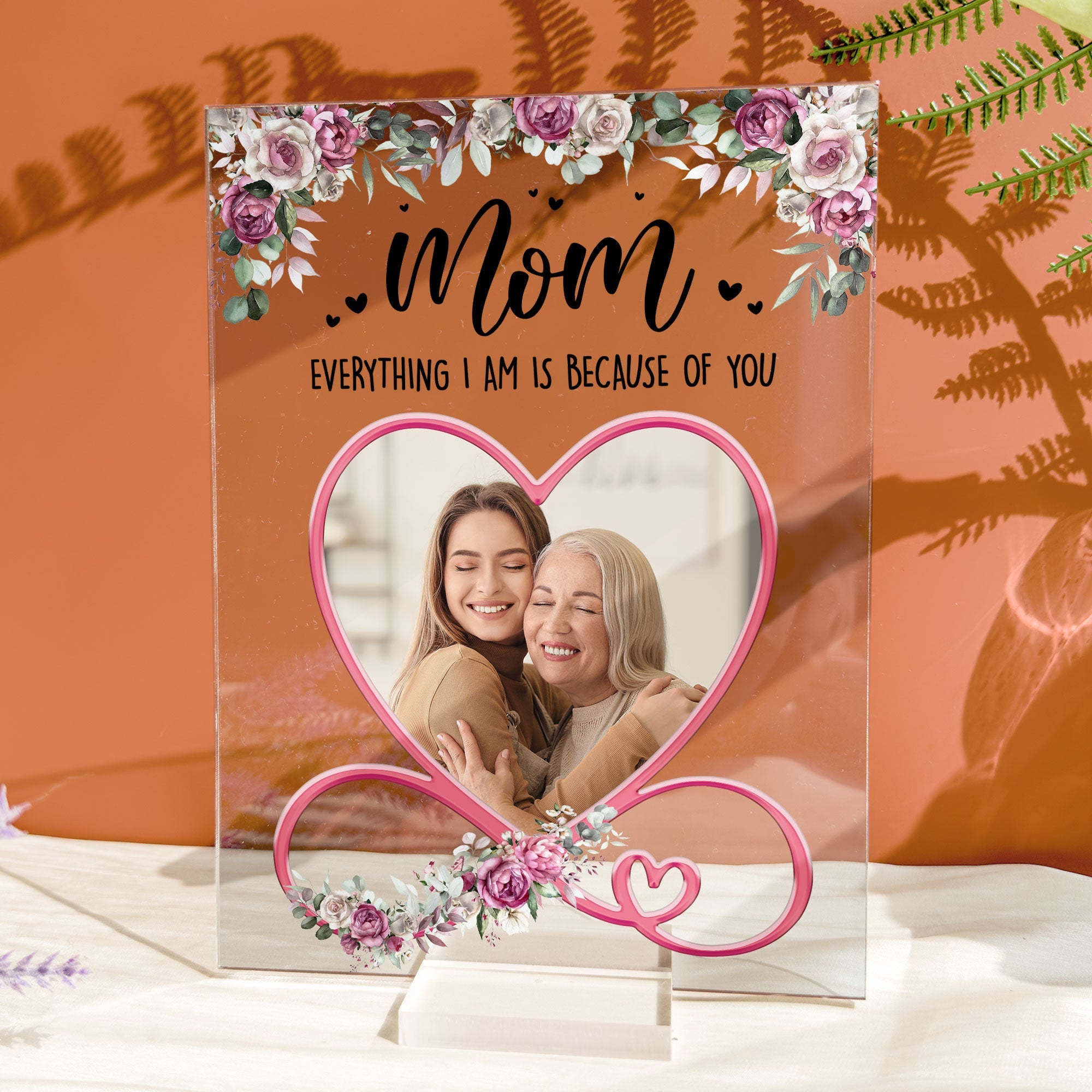 Everything We Are Is Because Of You Mom - Personalized Acrylic Photo Plaque