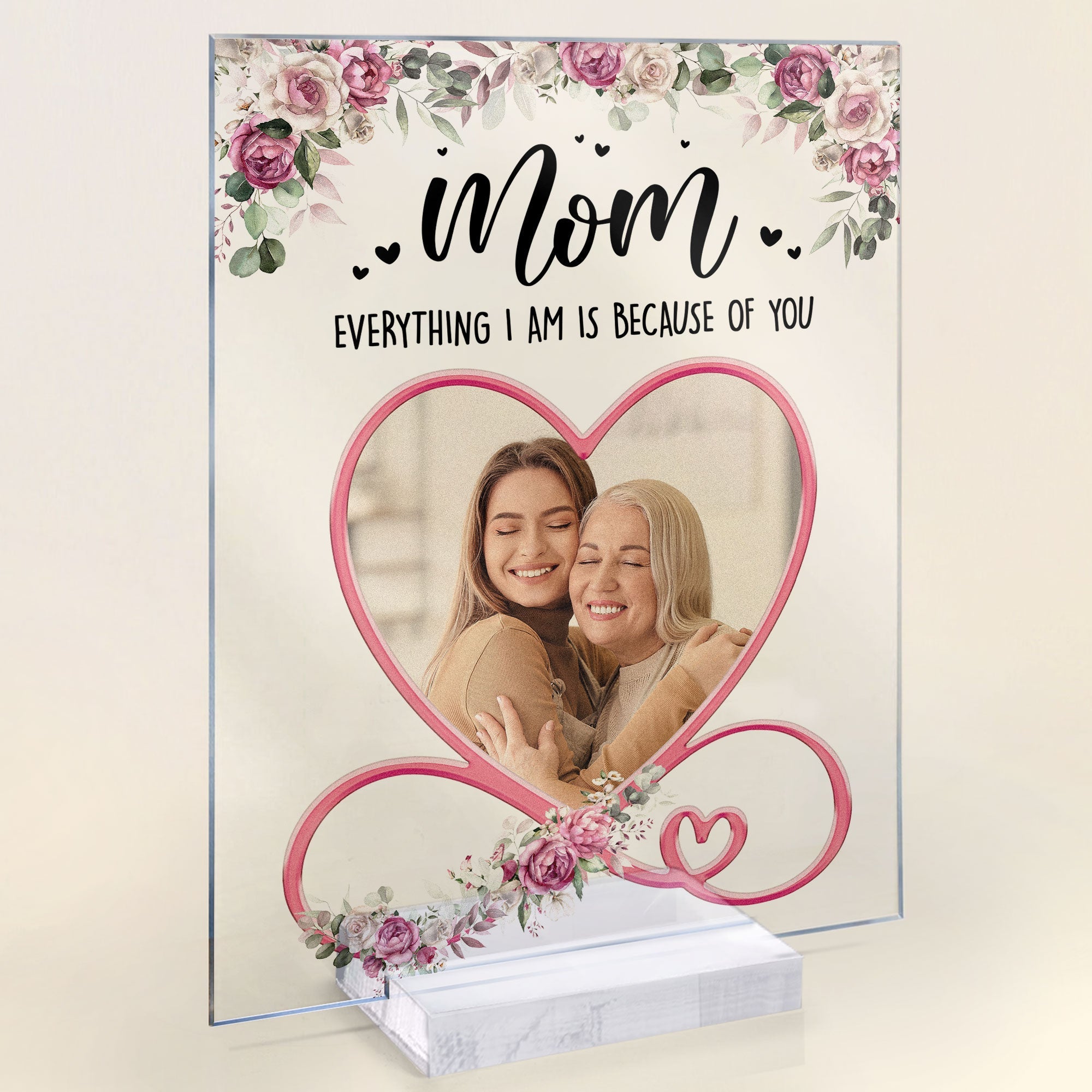 Everything We Are Is Because Of You Mom - Personalized Acrylic Photo Plaque