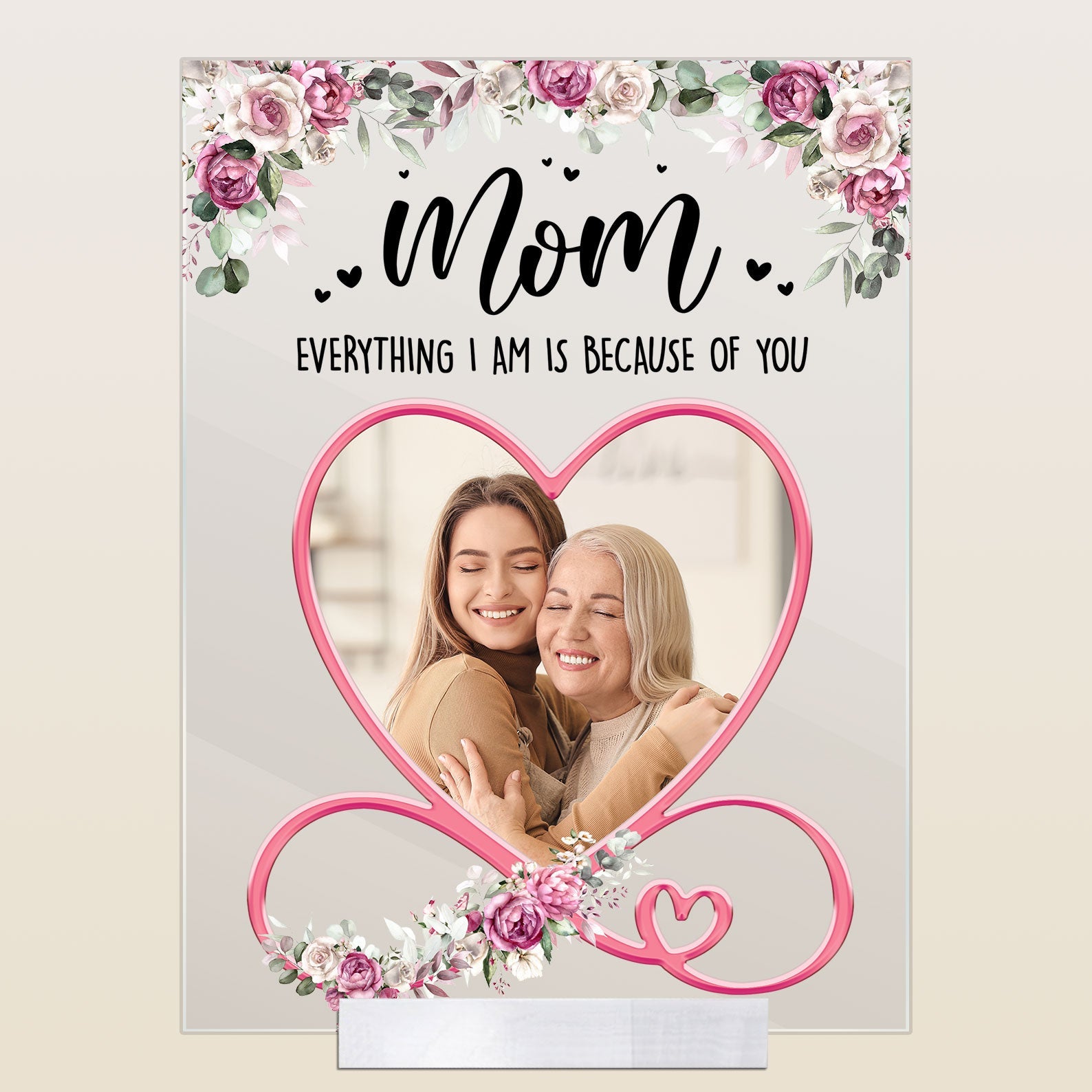 Everything We Are Is Because Of You Mom - Personalized Acrylic Photo Plaque