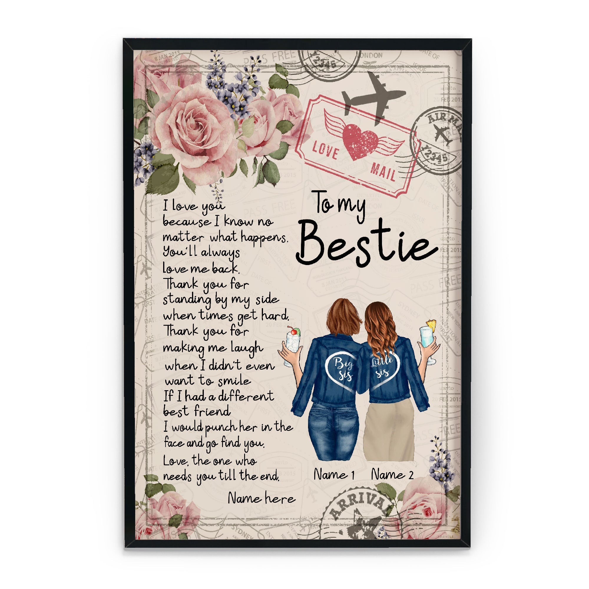 To My Bestie I Love You Canvas & Poster-Macorner