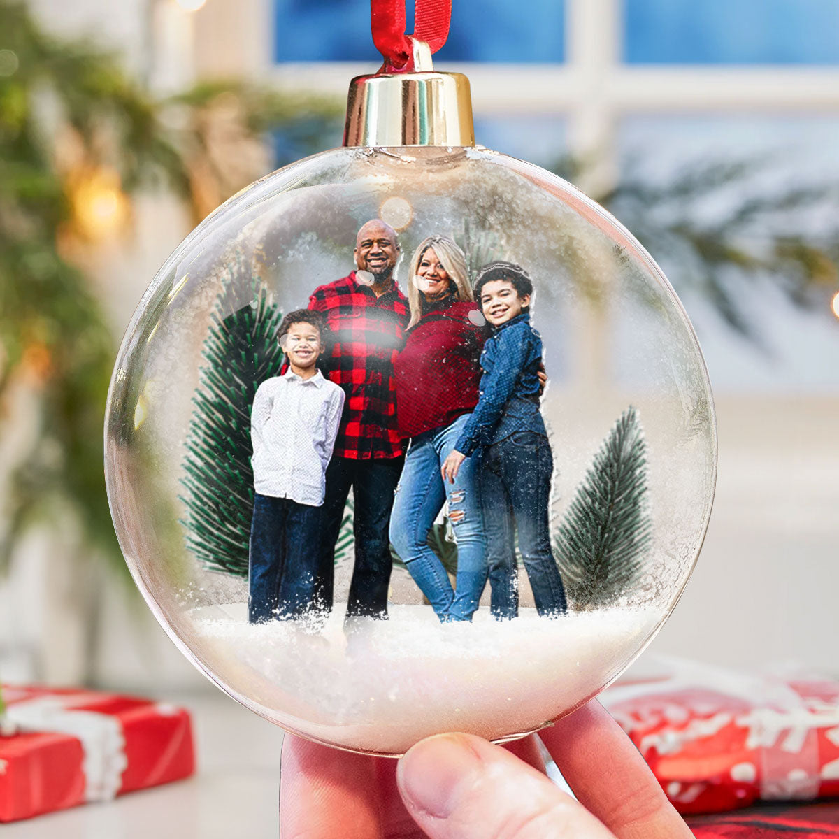 Family Christmas Custom Photo Ornament - Personalized Family Photo Ornament