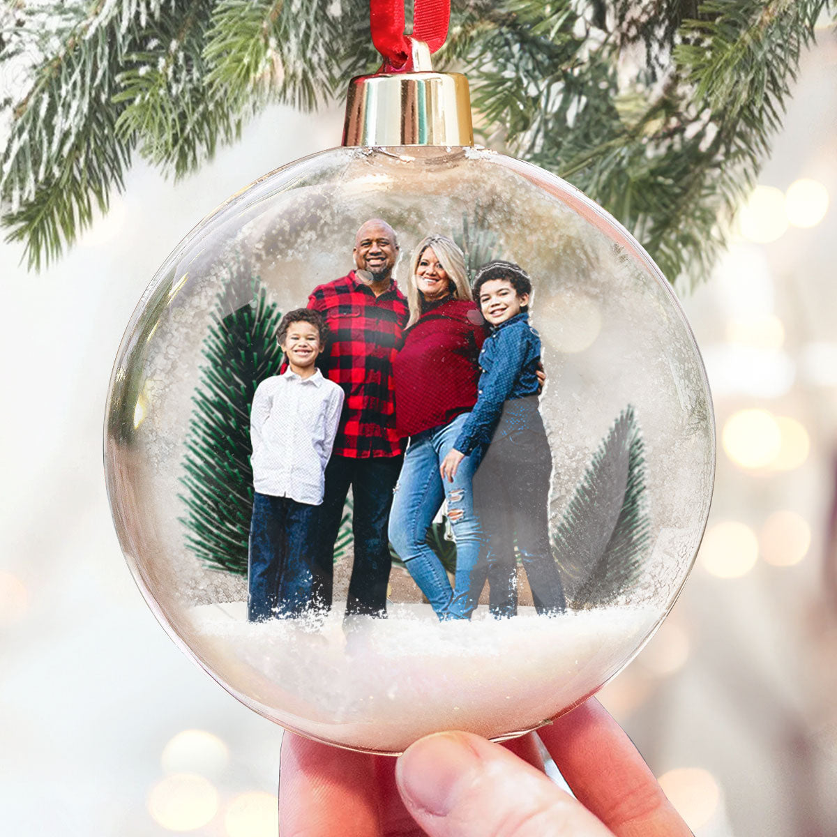 Family Christmas Custom Photo Ornament - Personalized Family Photo Ornament