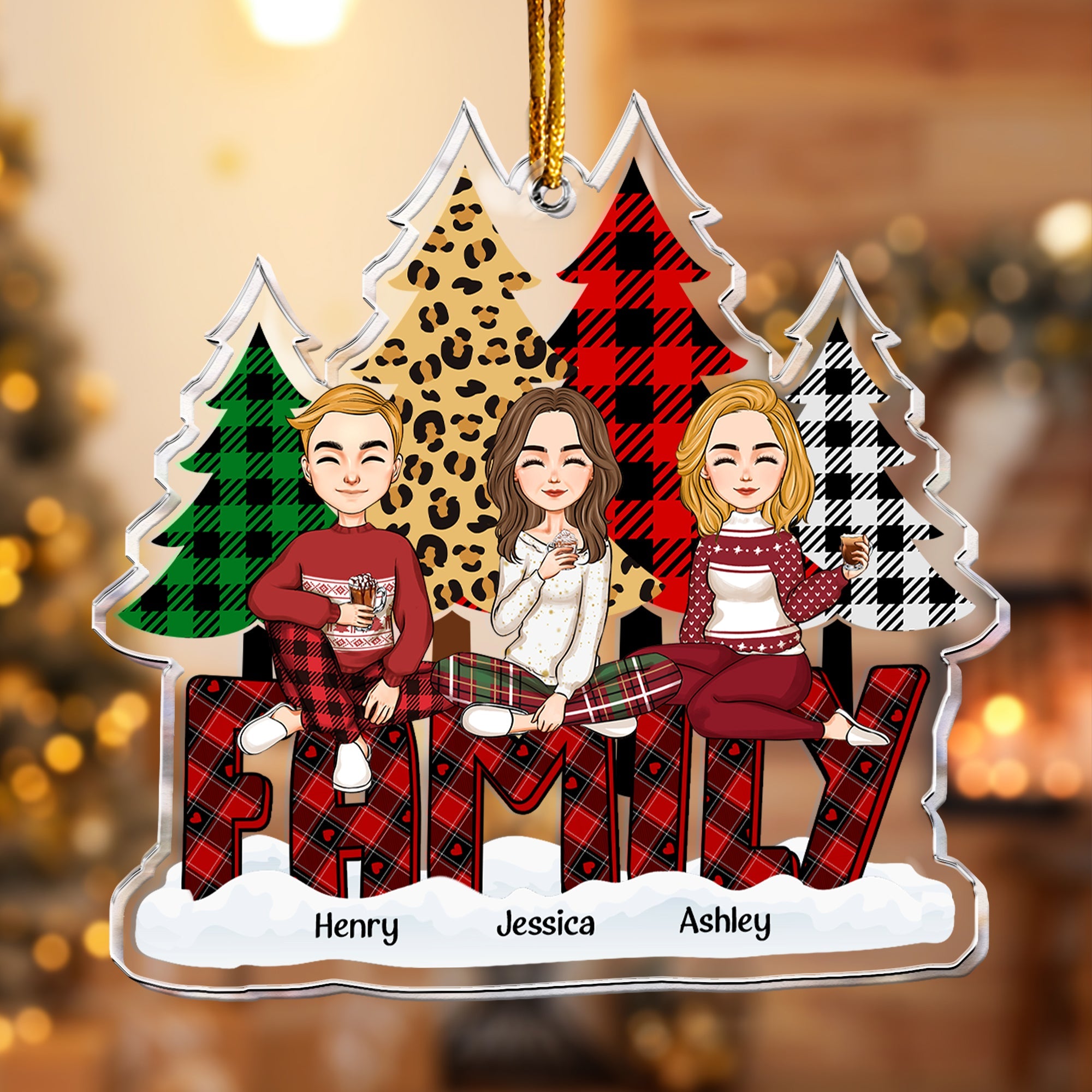 Family - Christmas Tree Version - Personalized Acrylic Ornament