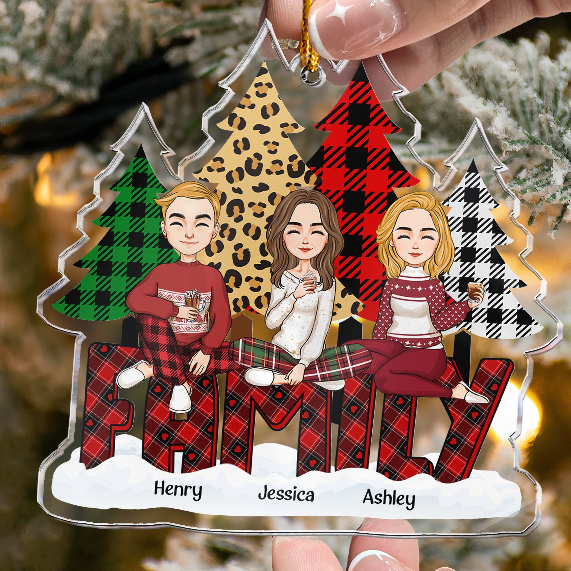 Family - Christmas Tree Version - Personalized Acrylic Ornament