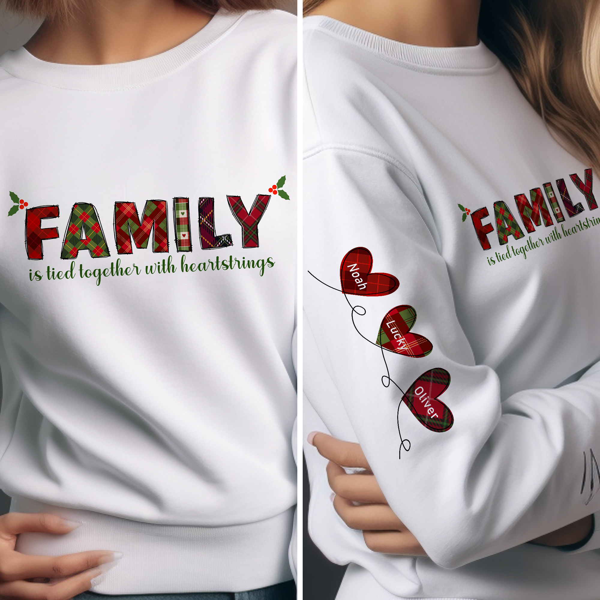 Family Is Tied Together With Heartstrings - Personalized Sweatshirt