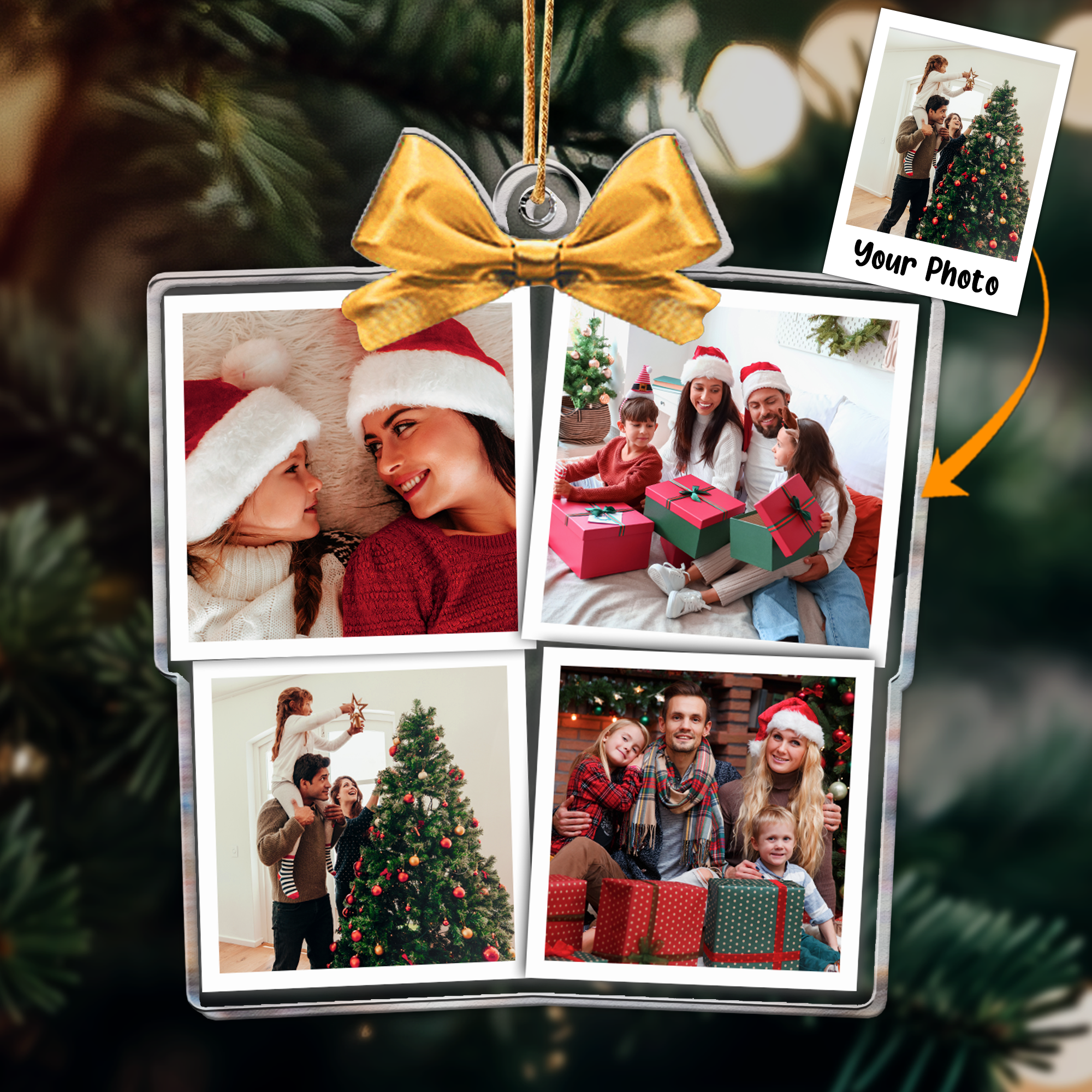 Family Photo Christmas Box Gift - Personalized Acrylic Photo Ornament