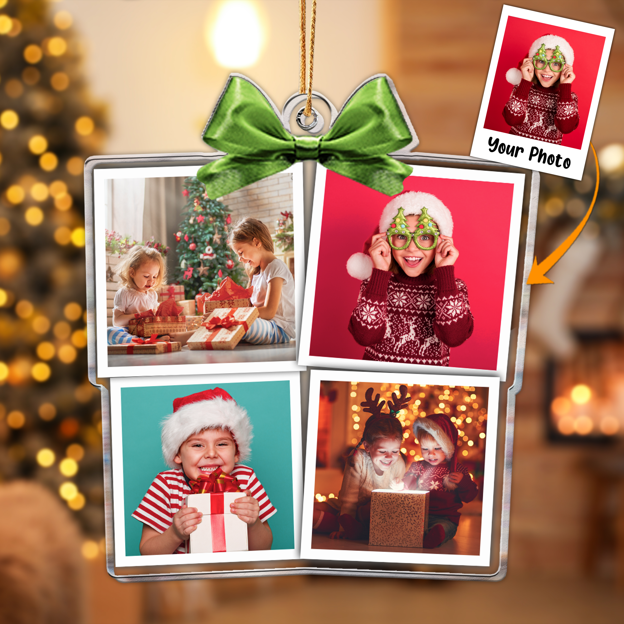 Family Photo Christmas Box Gift - Personalized Acrylic Photo Ornament