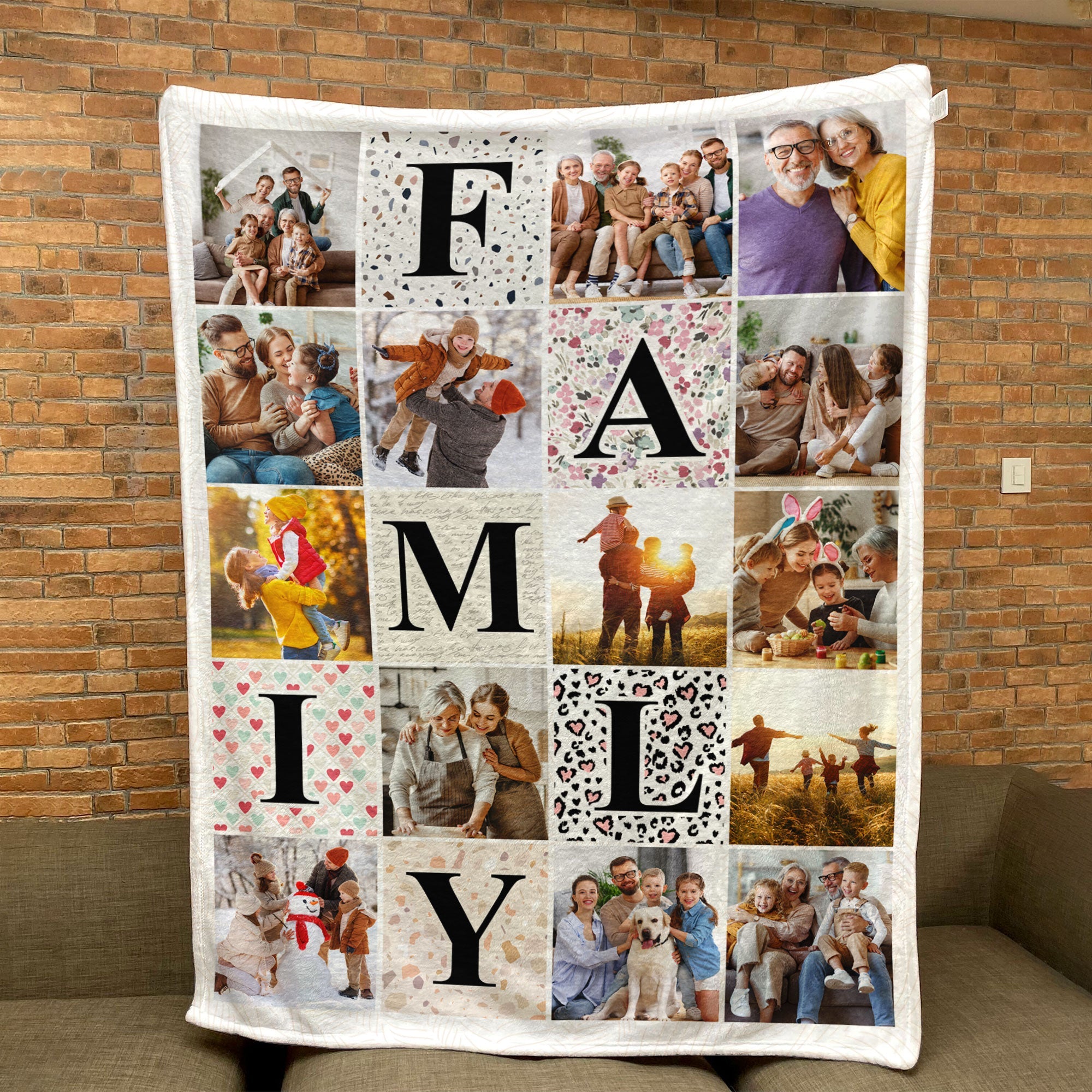 Family Photo Collage - Personalized Photo Blanket