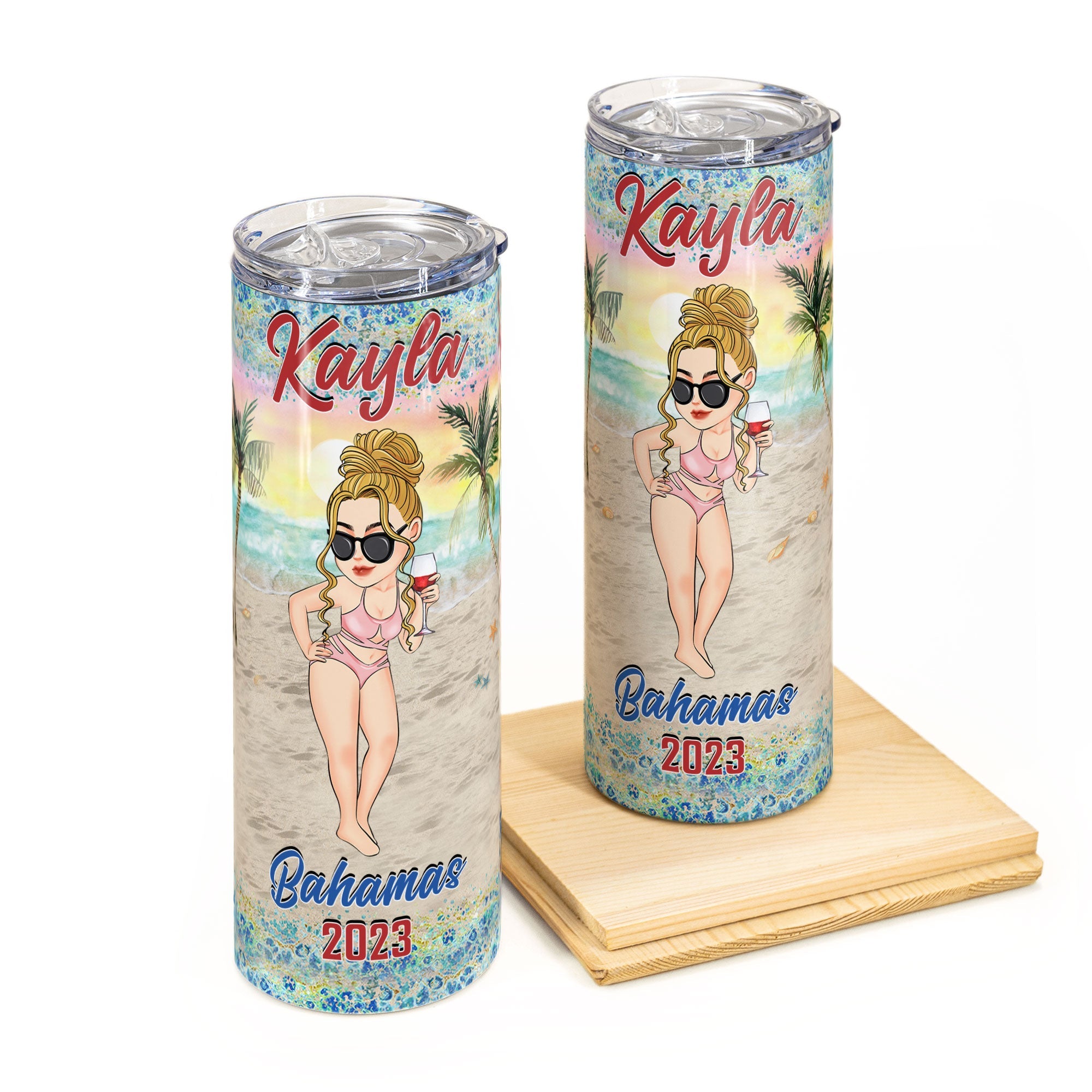 Family Vacation Girls Trip Summer Beach Custom Location - Personalized Skinny Tumbler