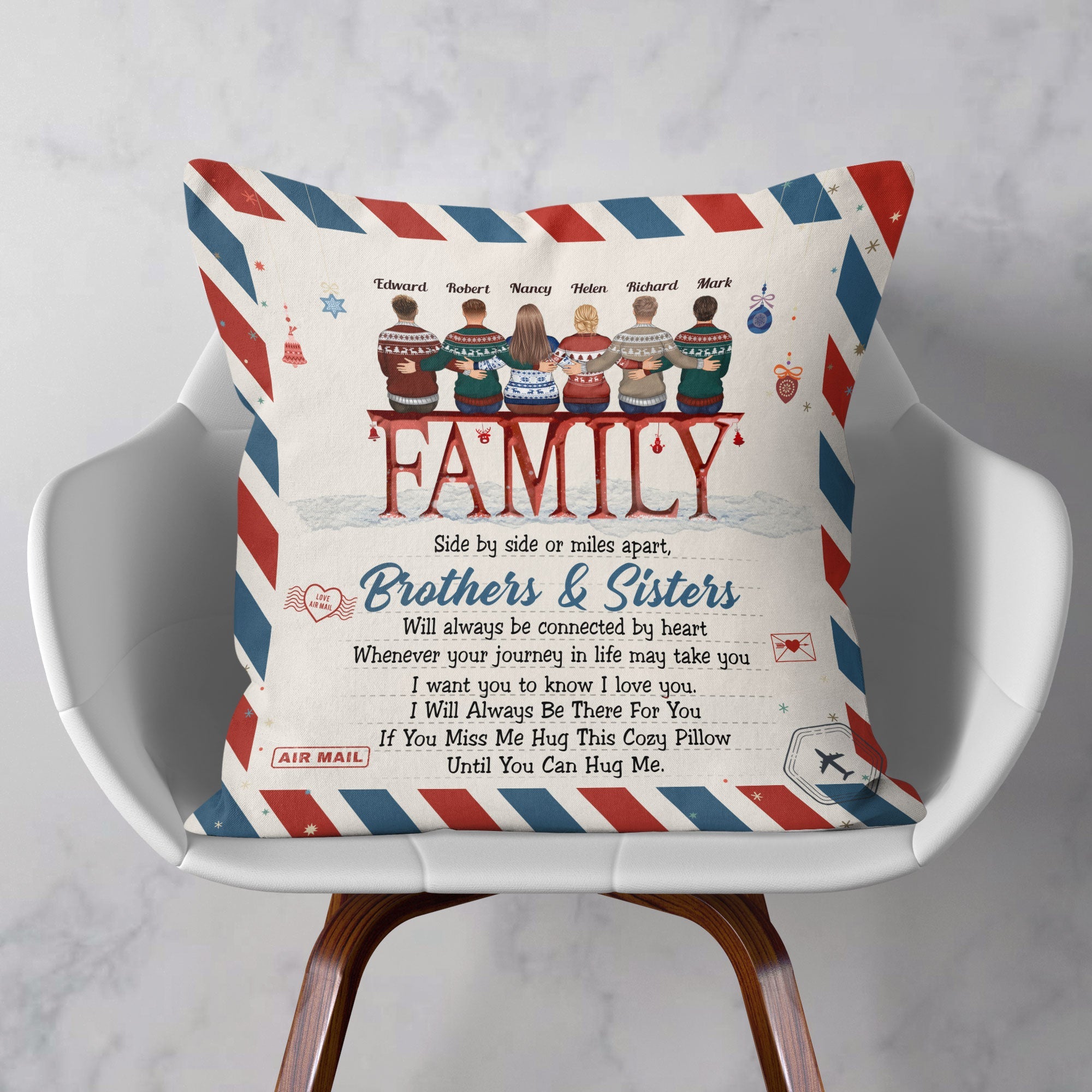 Family Will Always Be Connected By Heart - Personalized Pillow (Insert Included) - Christmas Gift For Family, Brothers, Sisters