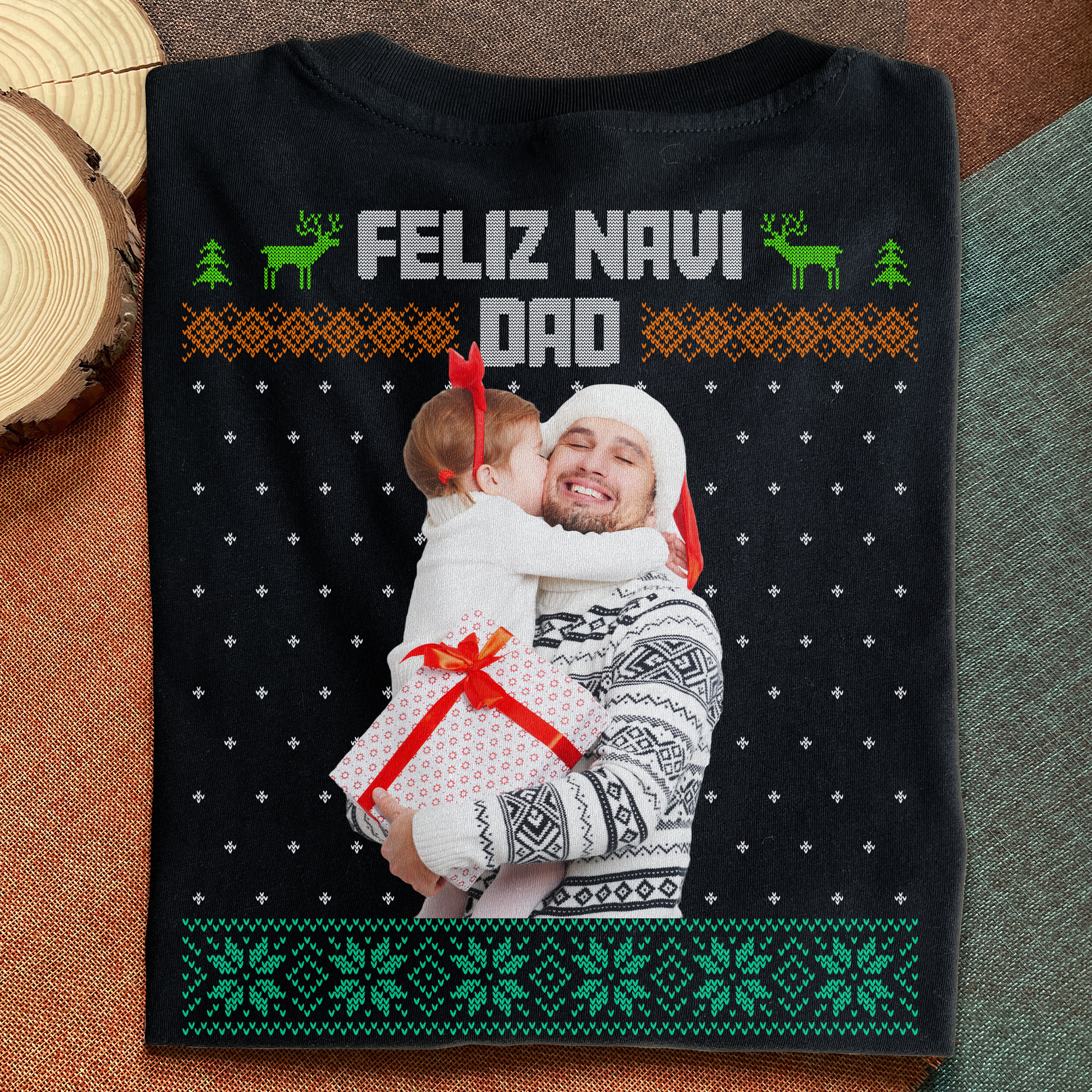 Feliz Navi Dad Christmas Gift For Dad Grandpa - Personalized Photo Shirt