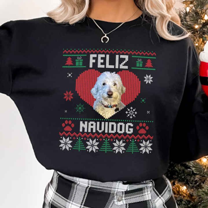 Feliz Navidog Christmas Shirt - Personalized Photo Shirt