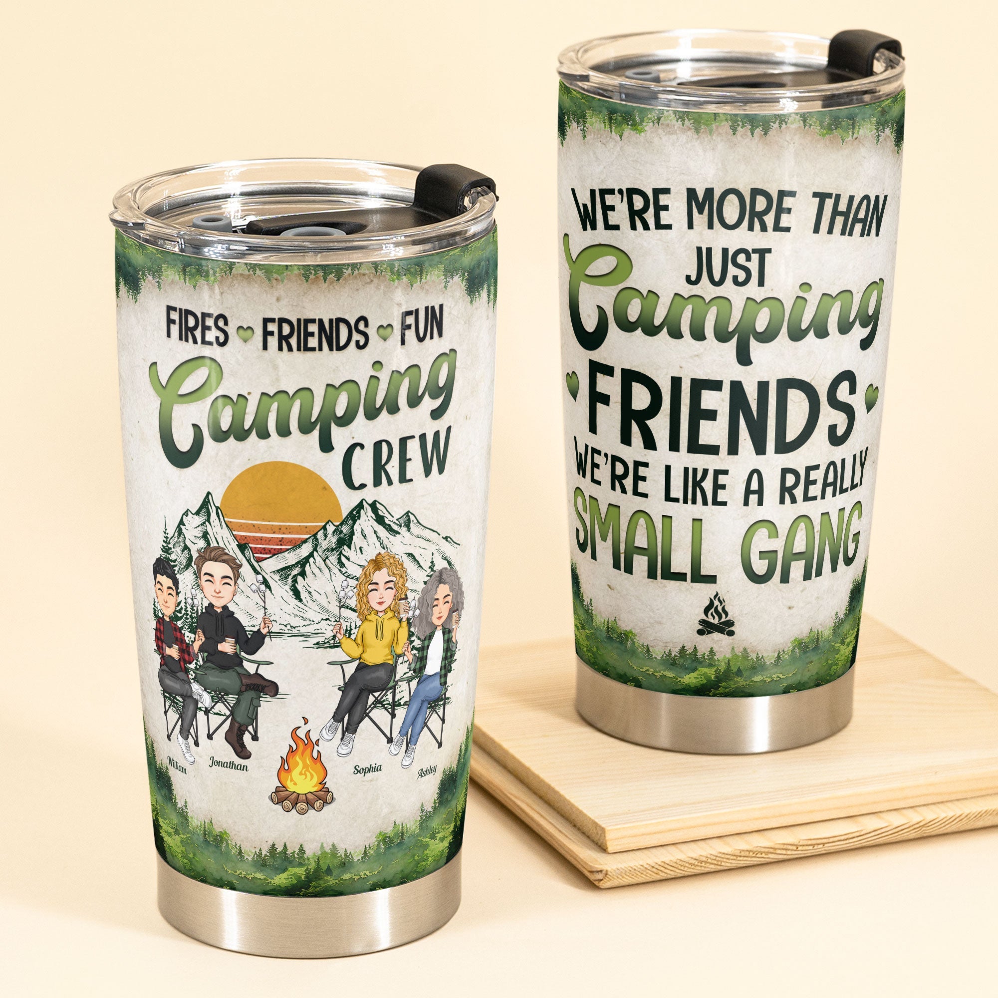 Fires Friends Fun Camping Crew - Personalized Tumbler Cup