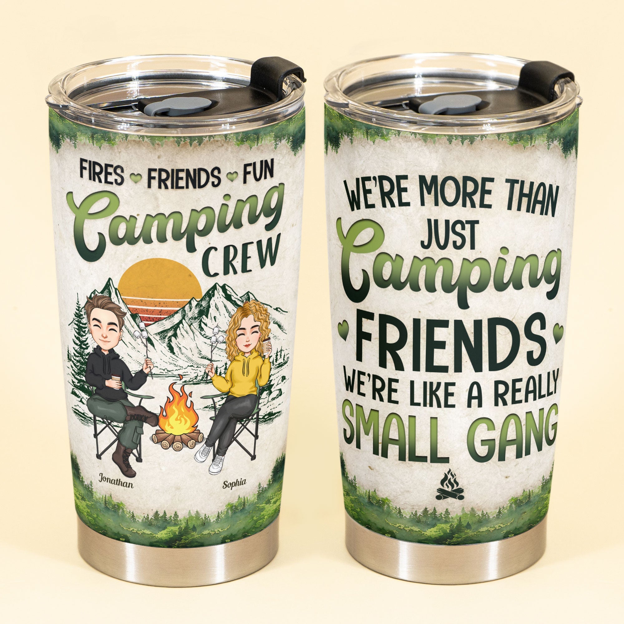 Fires Friends Fun Camping Crew - Personalized Tumbler Cup