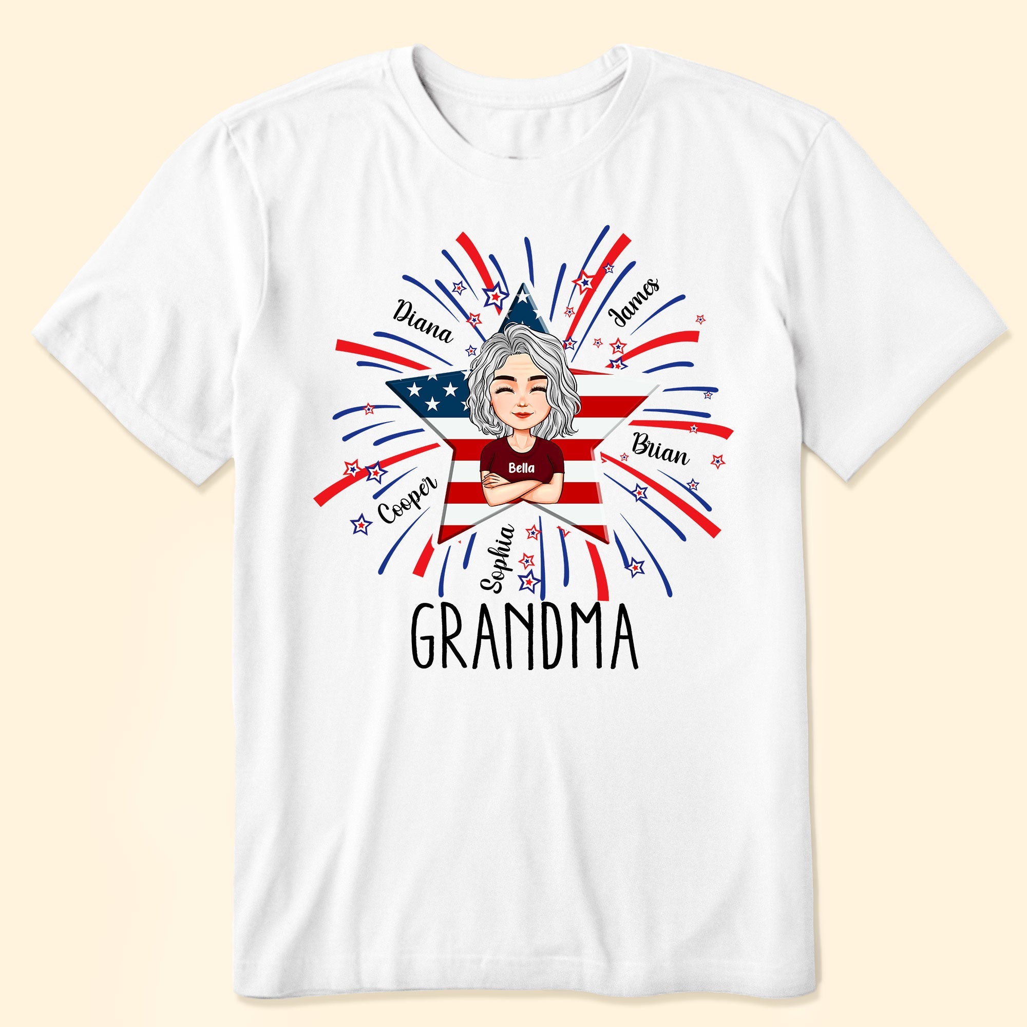 Firework Grandma Mom Mama 4th Of July - Personalized Shirt