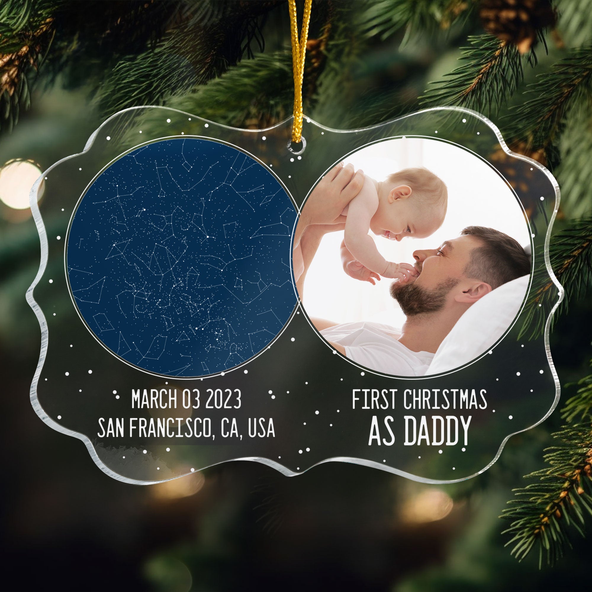 First Christmas As Daddy - Personalized Photo Acrylic Ornament