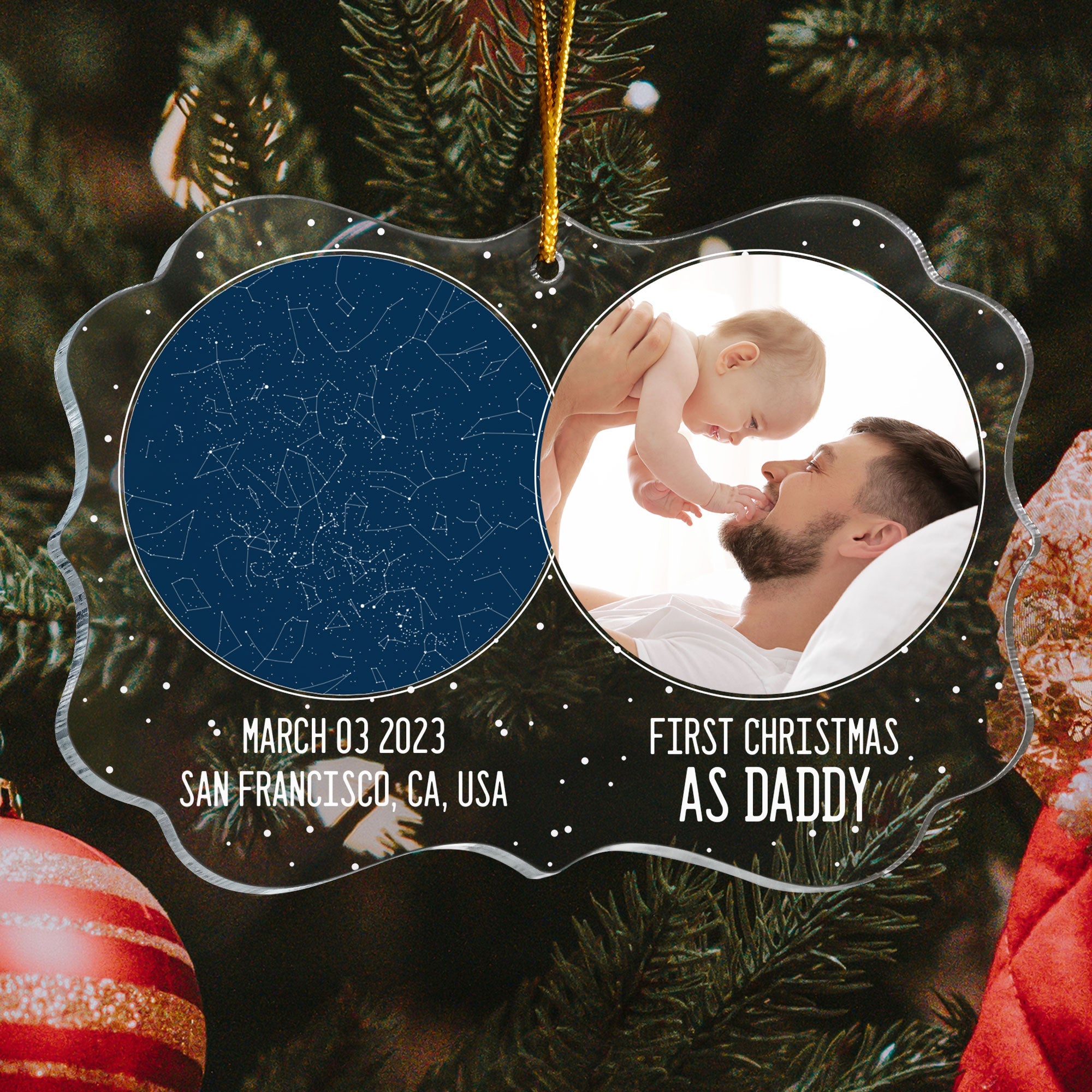 First Christmas As Daddy - Personalized Photo Acrylic Ornament