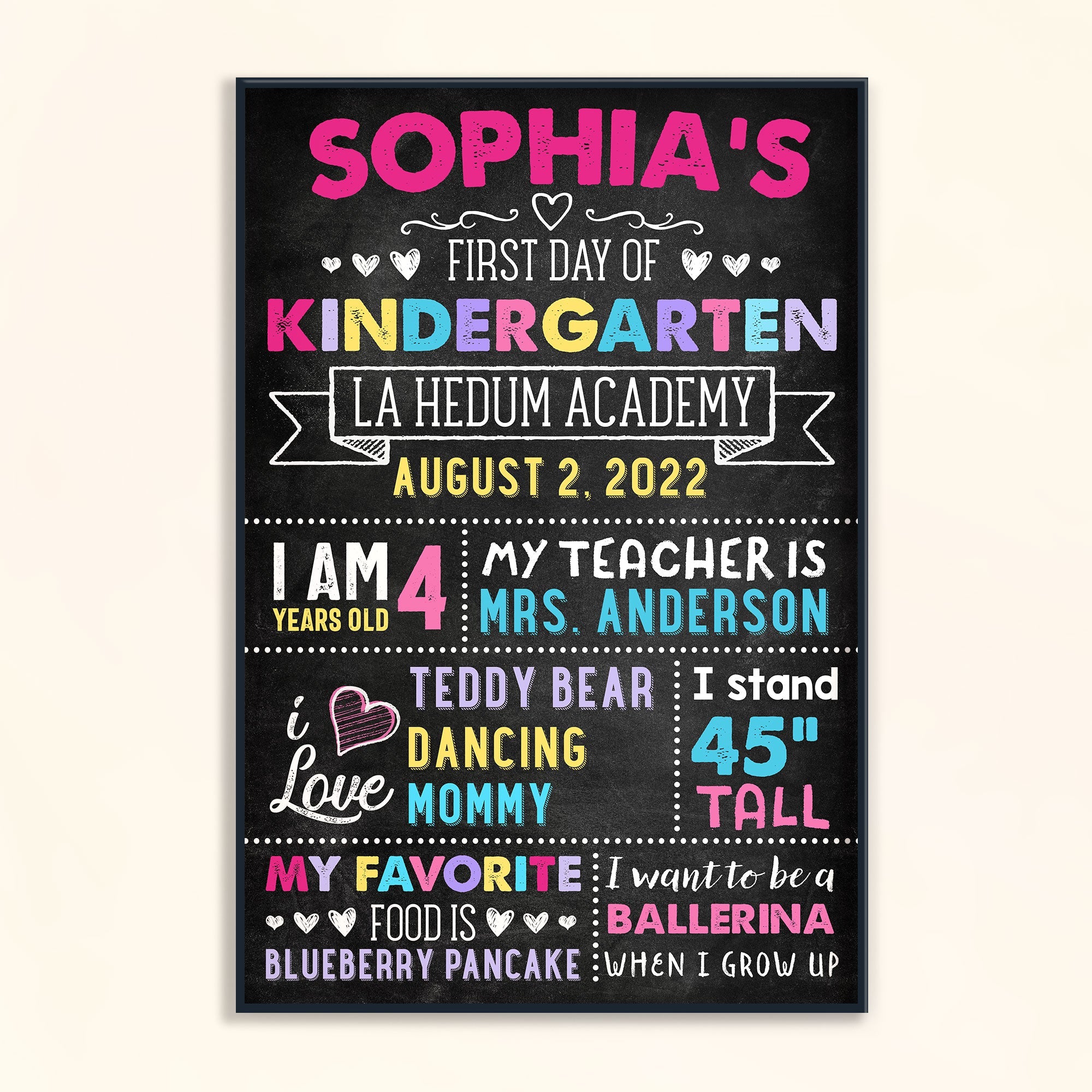 First Day Of School Sign - Personalized Poster - Back To School Gift For Kids, Student, Son, Daughter, 1st Day Of School