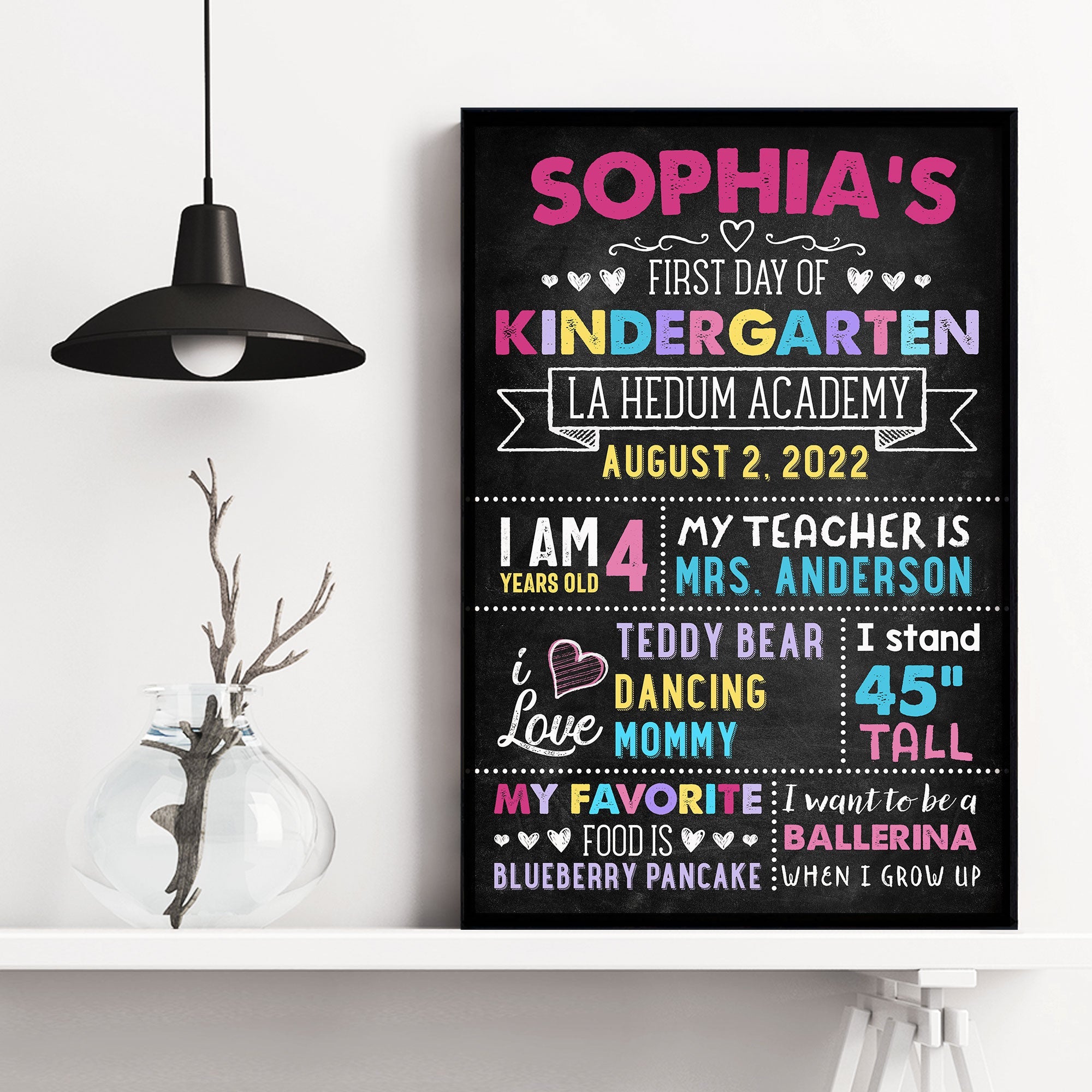 First Day Of School Sign - Personalized Poster - Back To School Gift For Kids, Student, Son, Daughter, 1st Day Of School