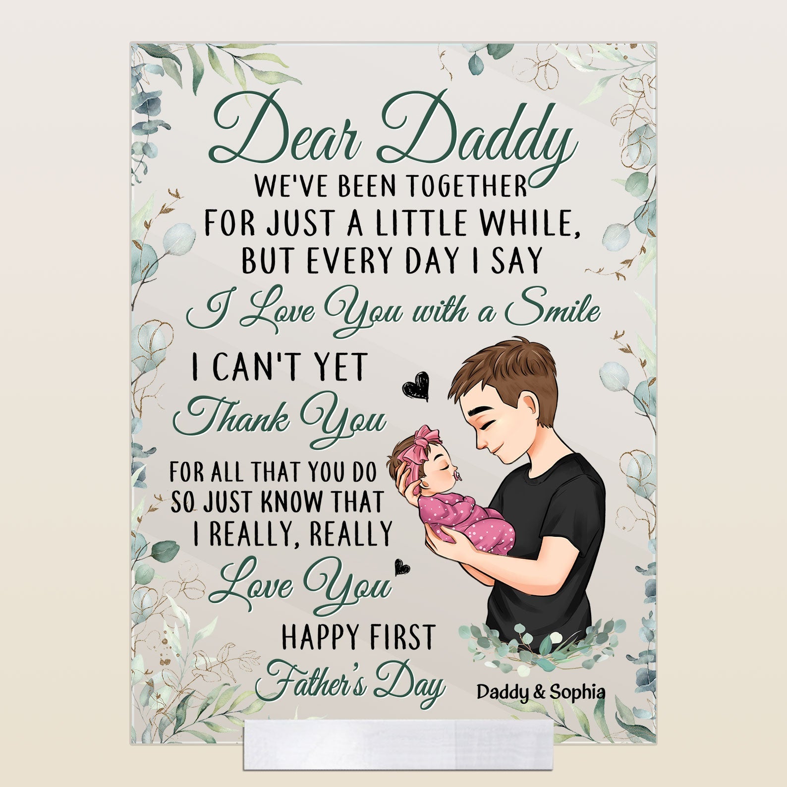 First Father's Day - I Love You With A Smile - Personalized Acrylic Plaque