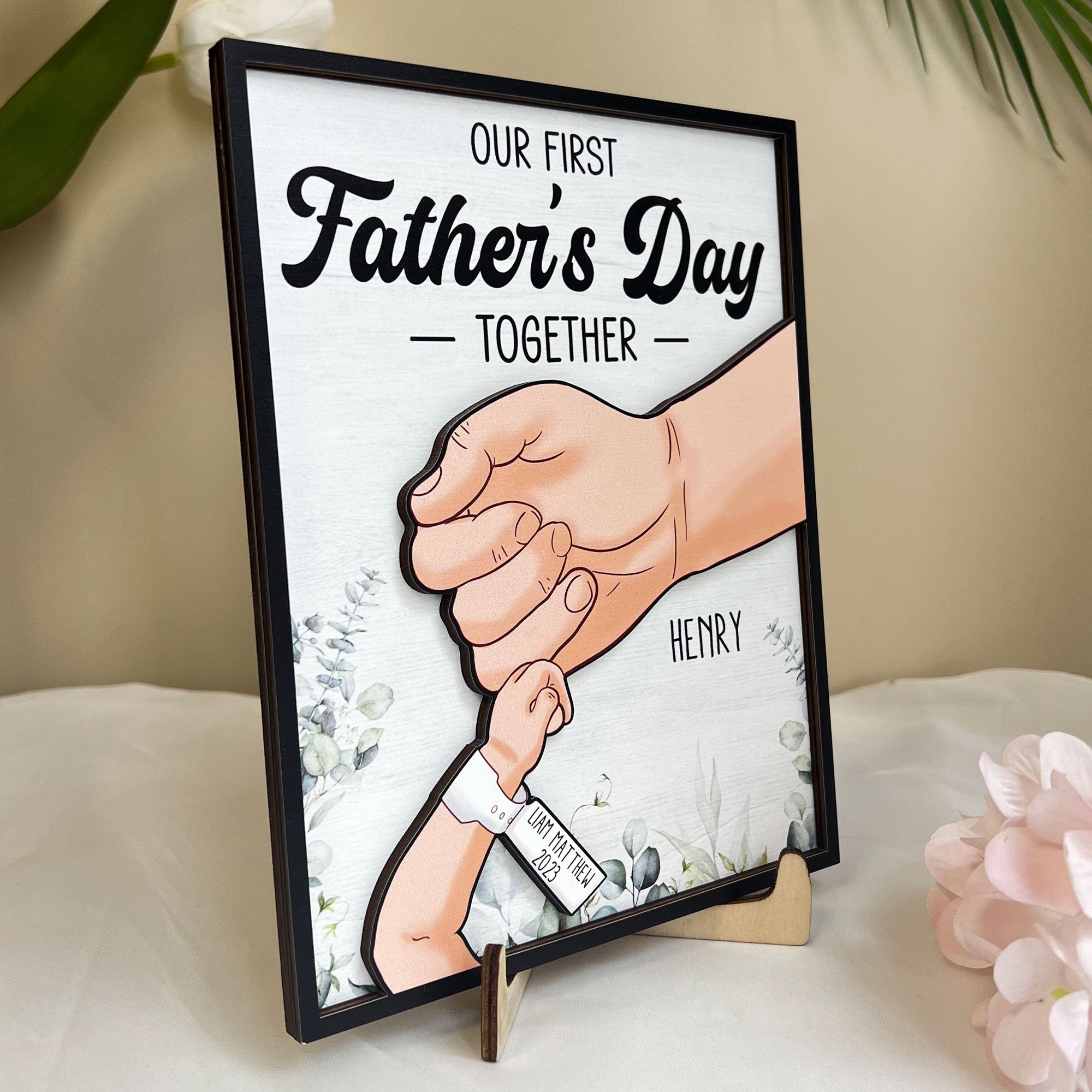 First Father's Day - Personalized Wooden Plaque