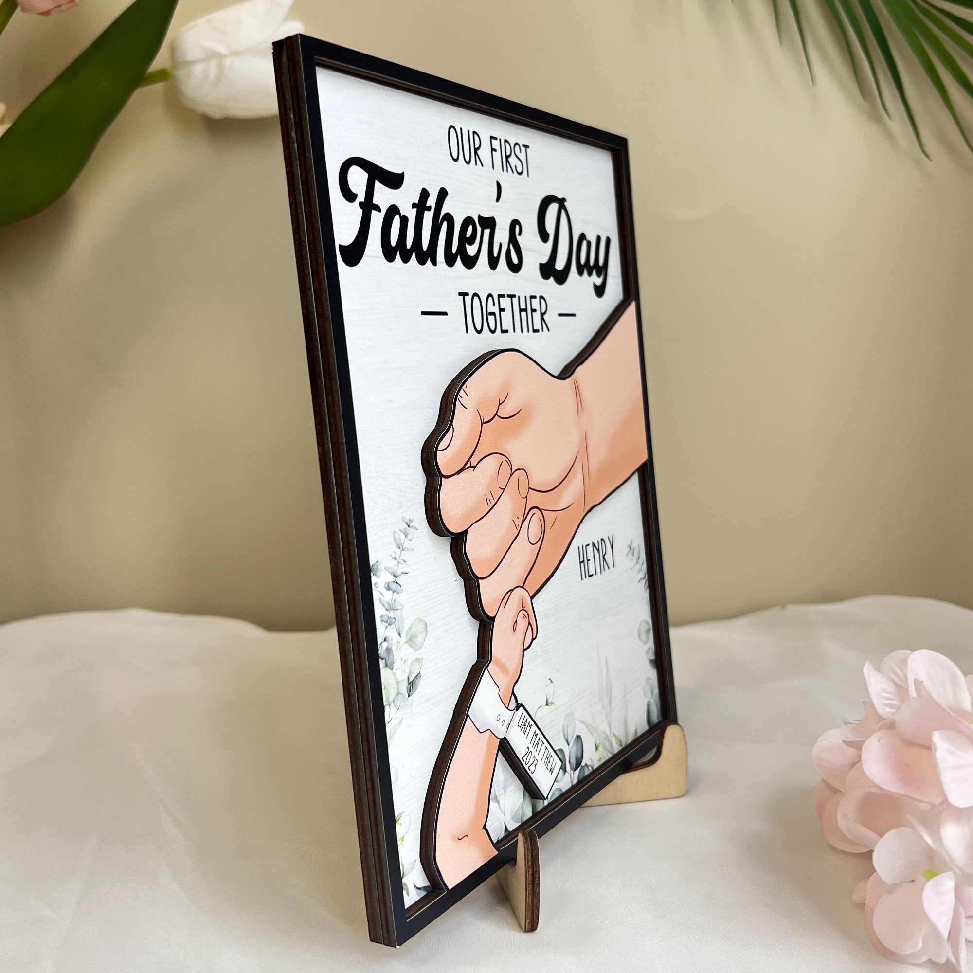 First Father's Day - Personalized Wooden Plaque