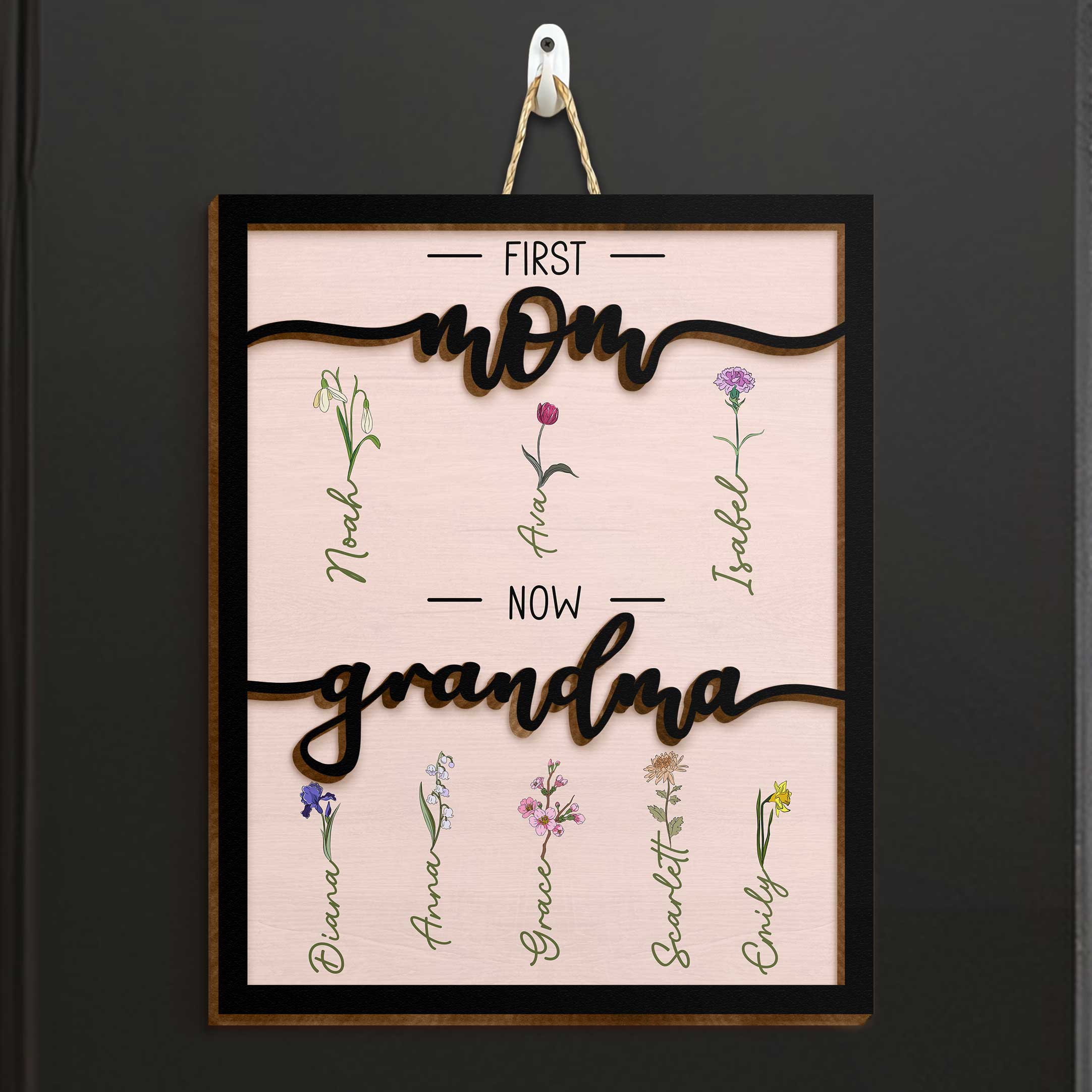 First Mom Now Grandma - Personalized 2 Layers Wood Sign