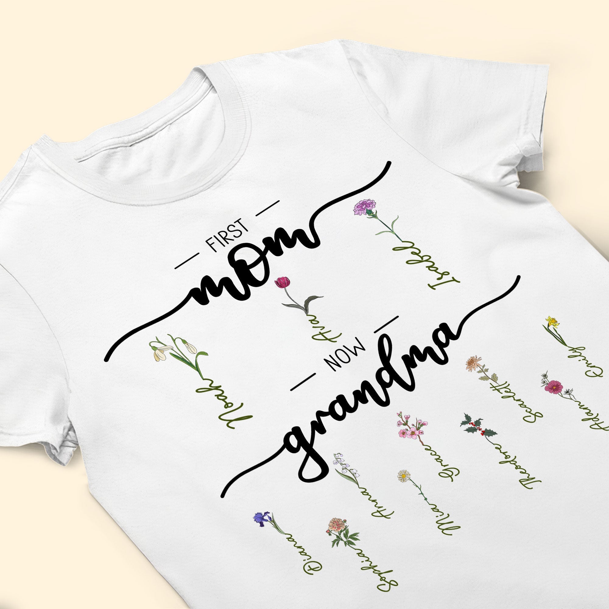 First Mom Now Grandma - Personalized Shirt