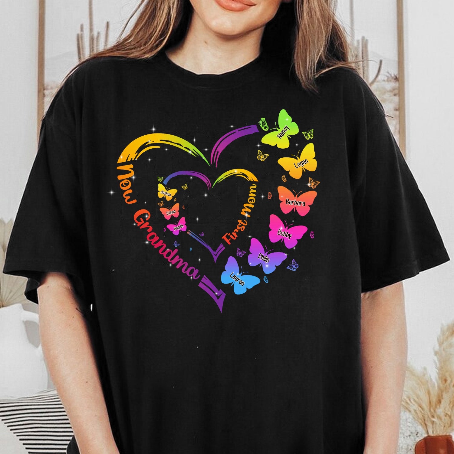 First Mom Now Grandma With Butterfly - Personalized Shirt