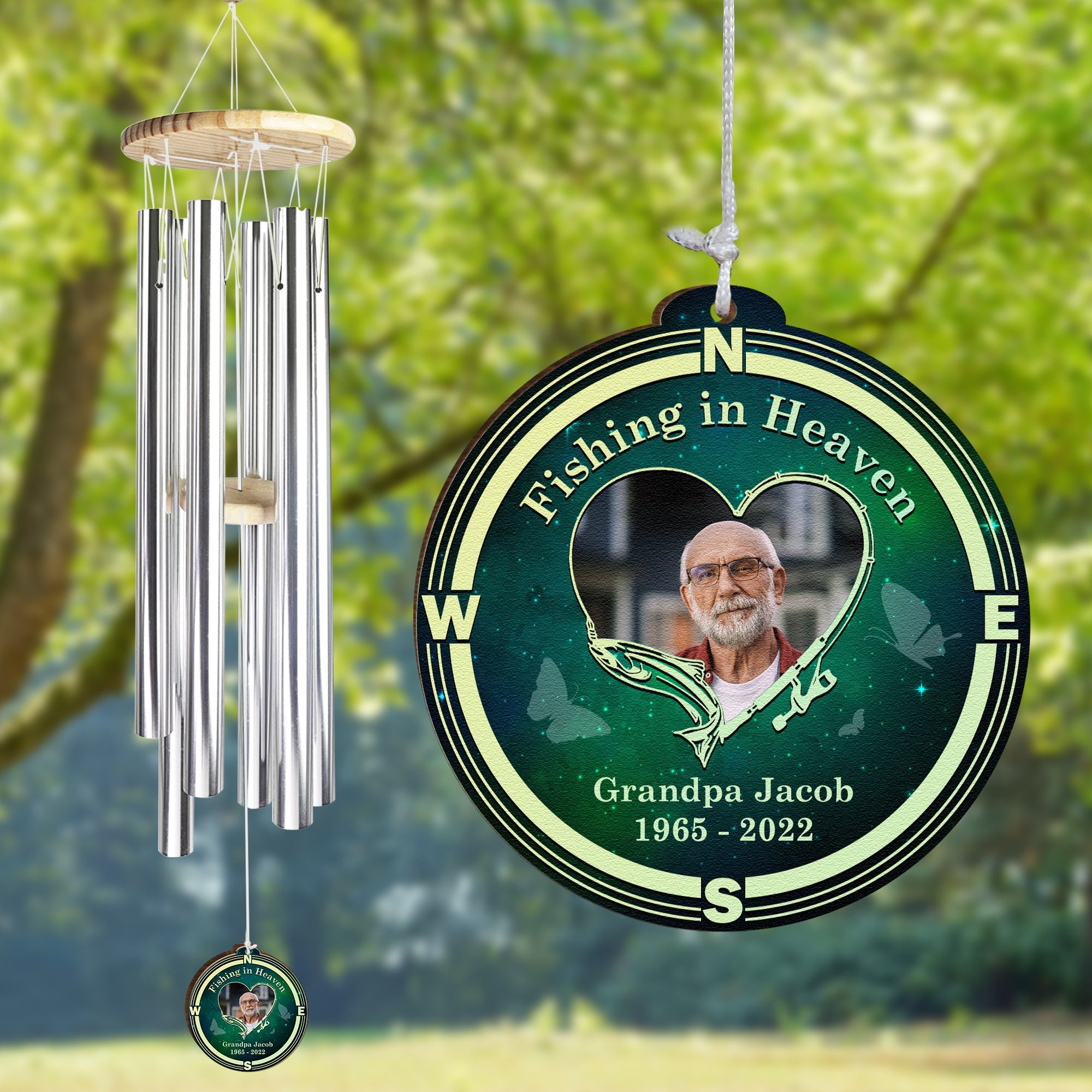 Fishing In Heaven - Personalized Photo Wind Chimes