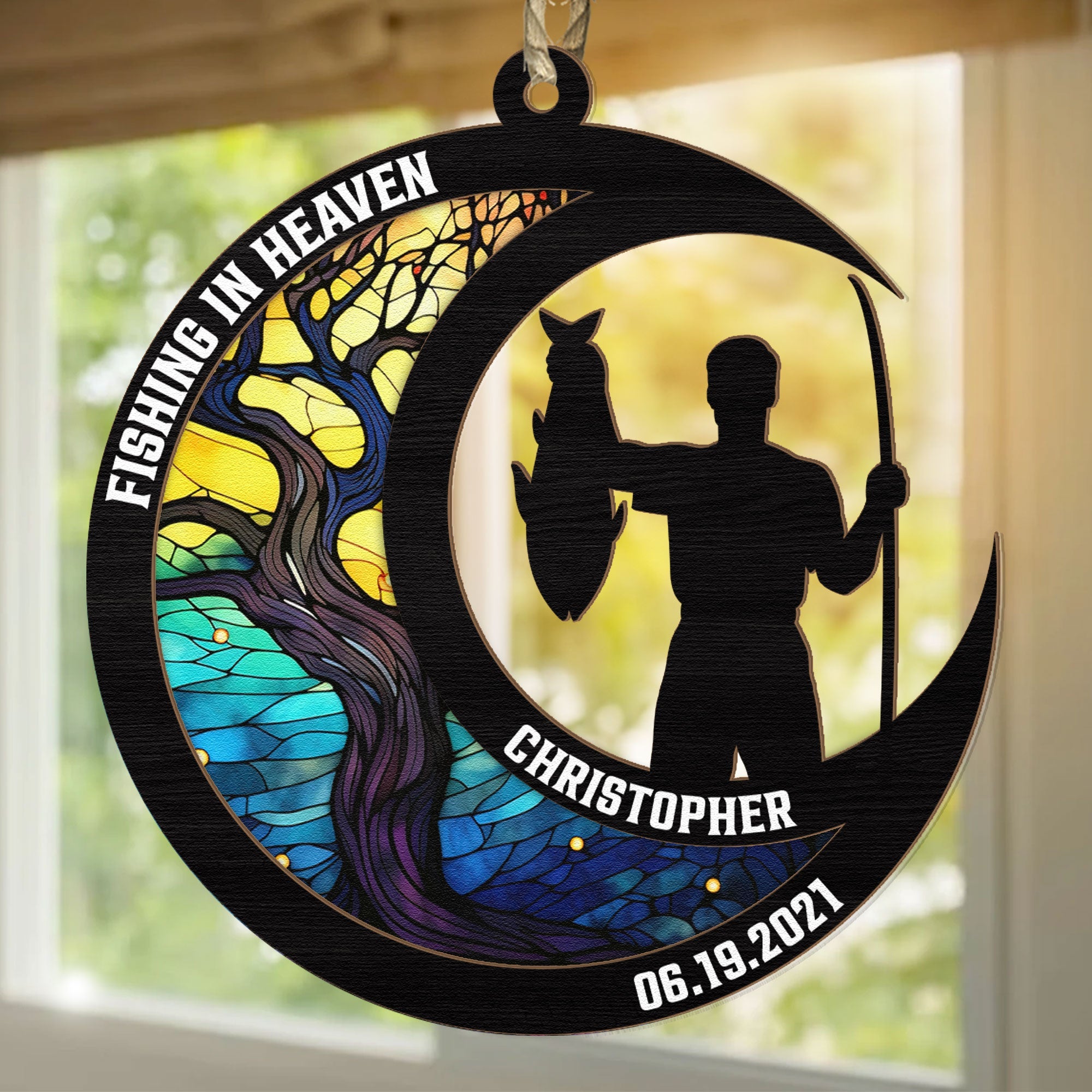 Fishing In Heaven - Personalized Suncatcher Ornament