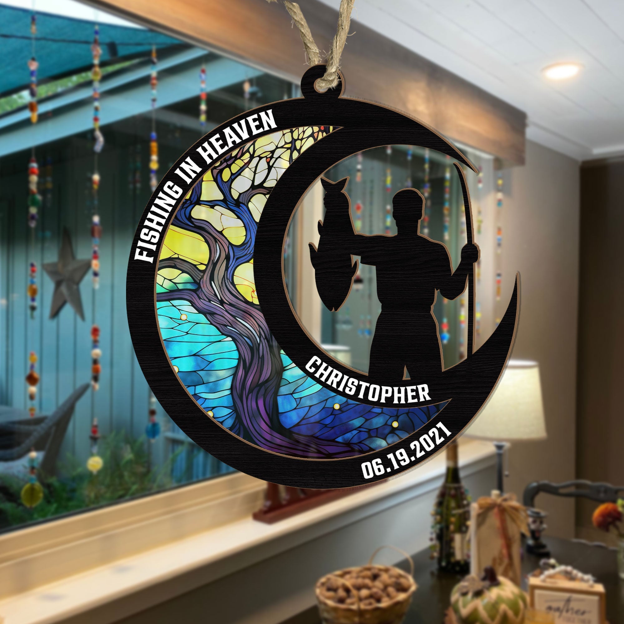 Fishing In Heaven - Personalized Suncatcher Ornament