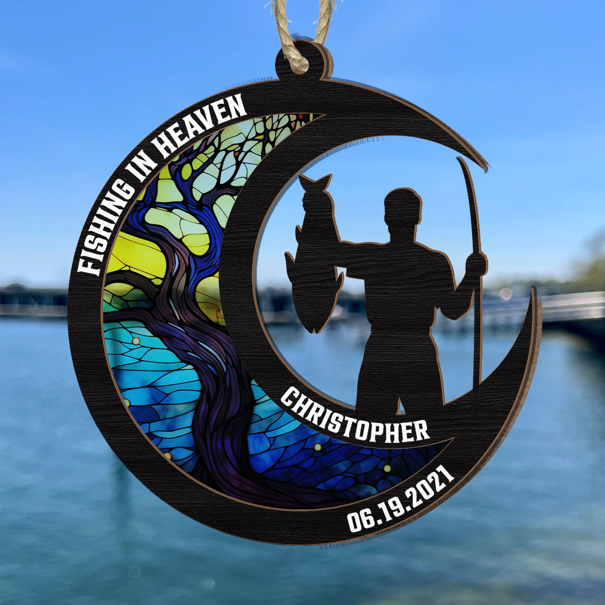 Fishing In Heaven - Personalized Suncatcher Ornament