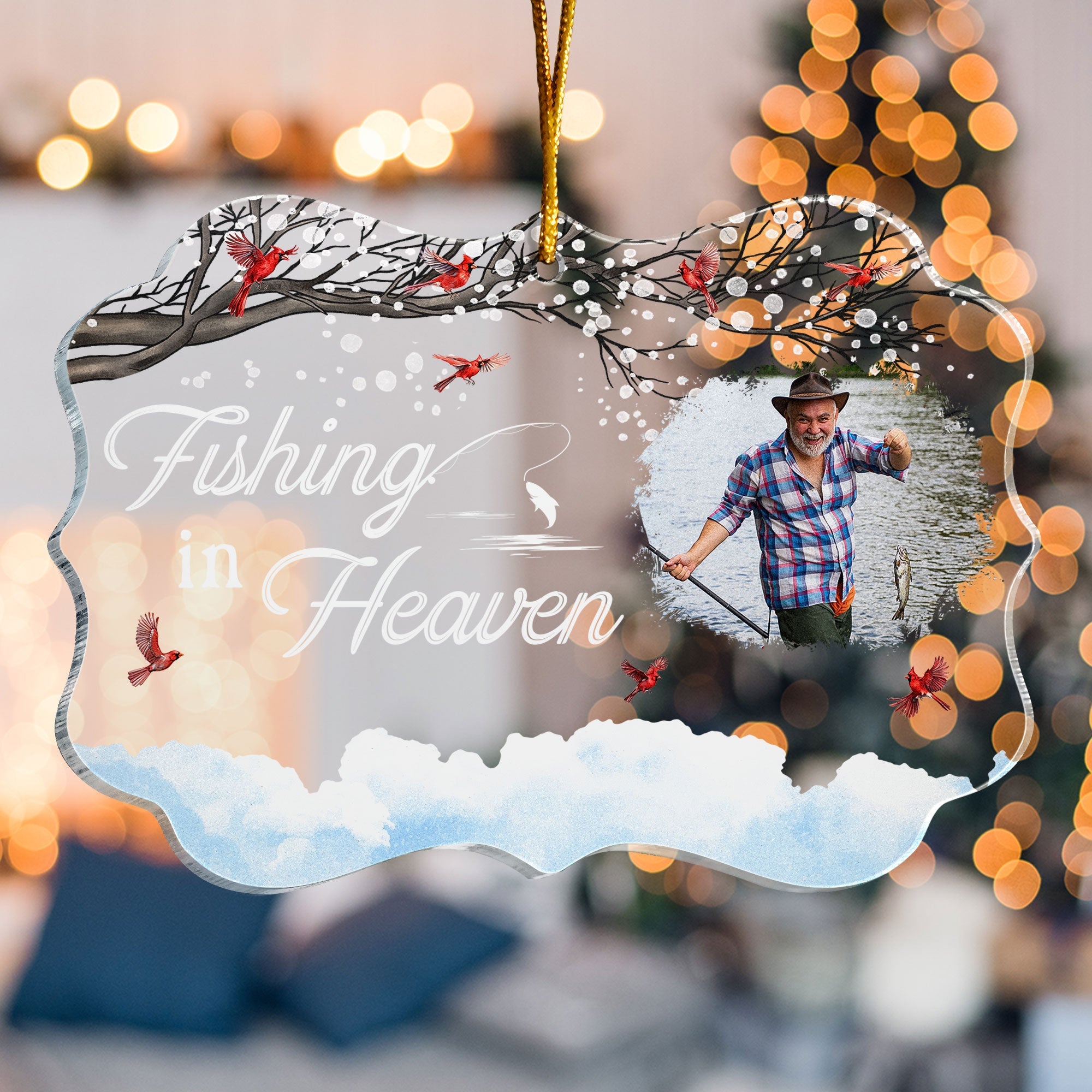 Fishing In Heaven - Ver 2 - Personalized Acrylic Photo Ornament