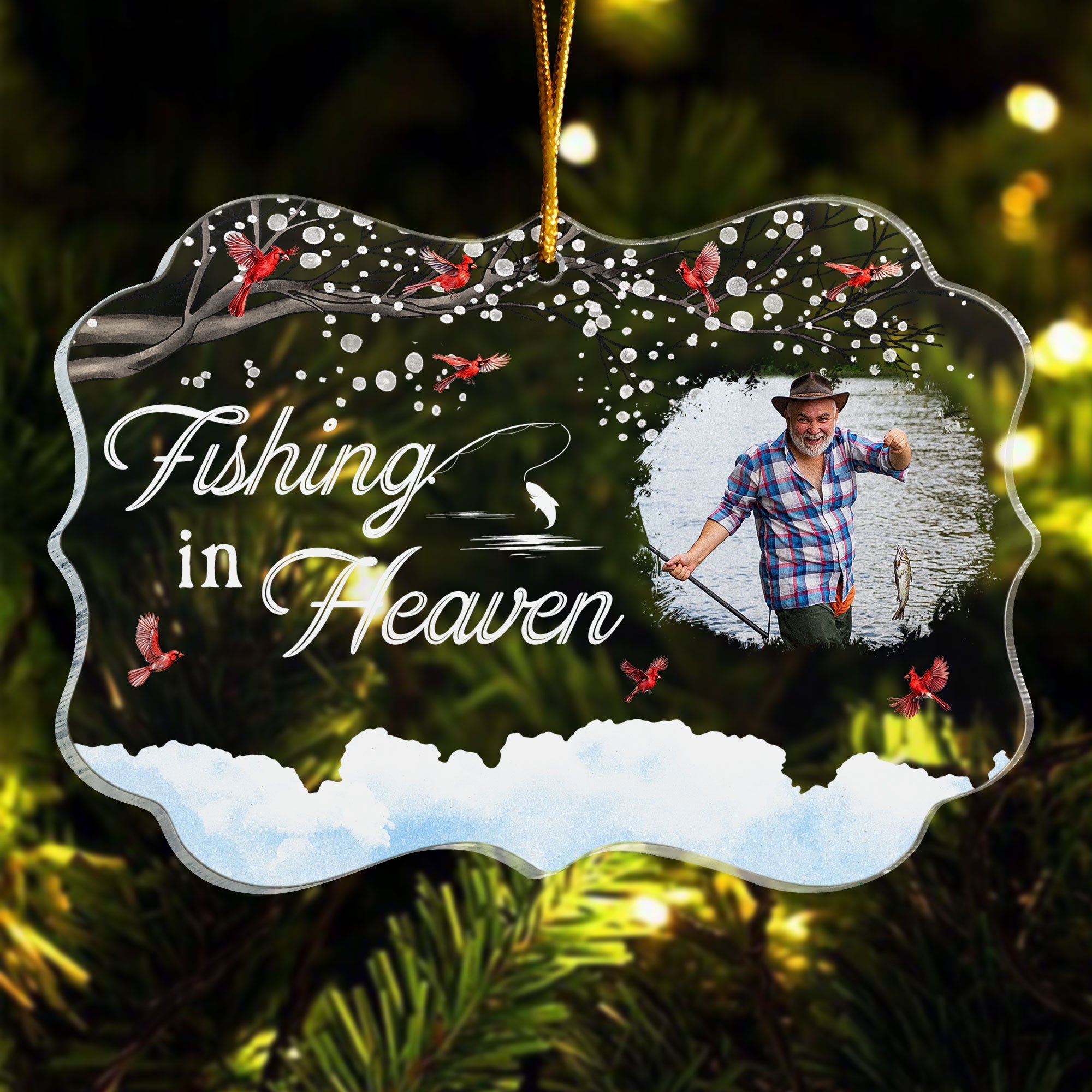 Fishing In Heaven - Ver 2 - Personalized Acrylic Photo Ornament